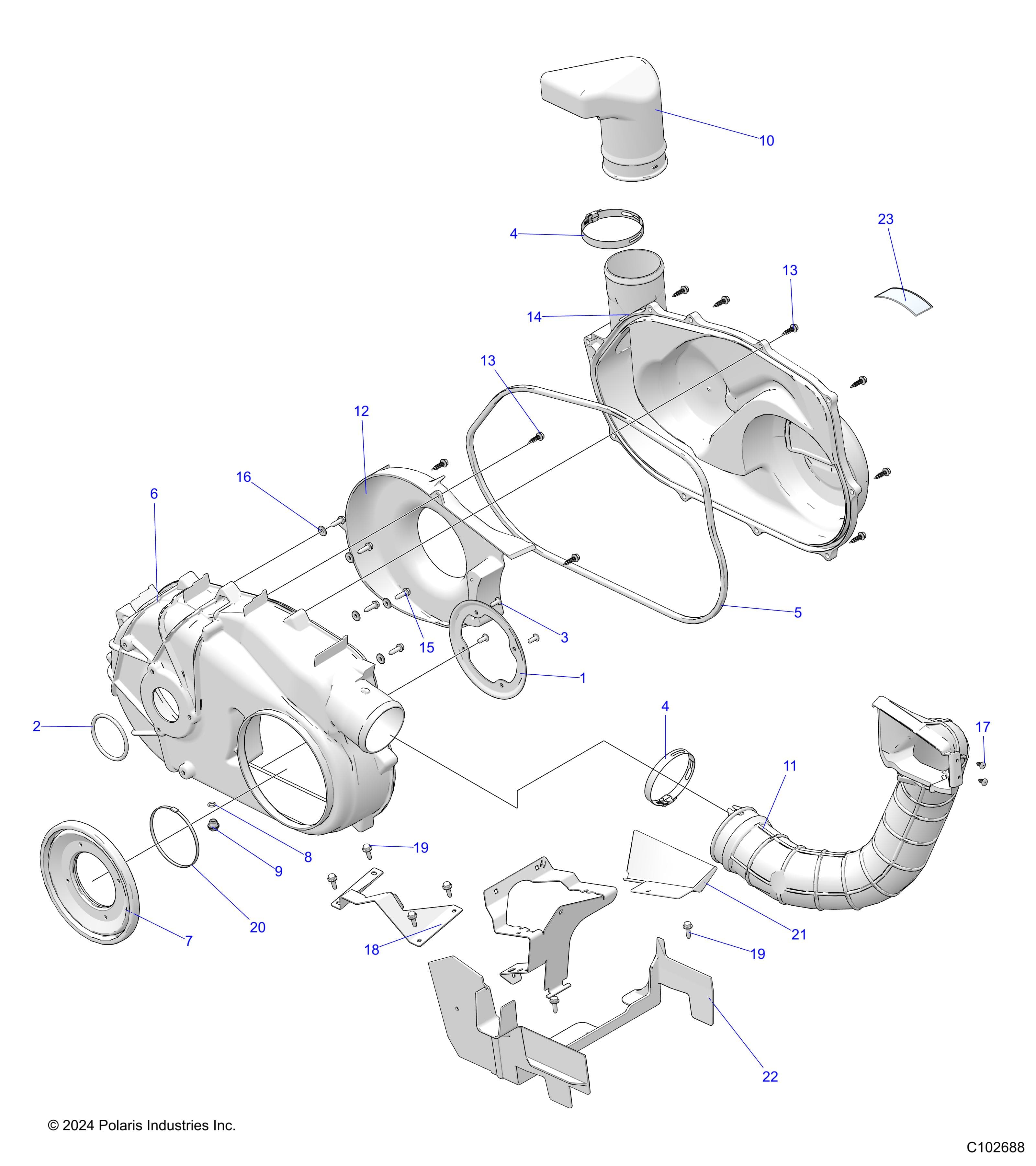 2026 SPORTSMAN 570 EPS PREM 40th — BODY, CLUTCH COVER - A26SEZ57AB/BB (C102688) diagram