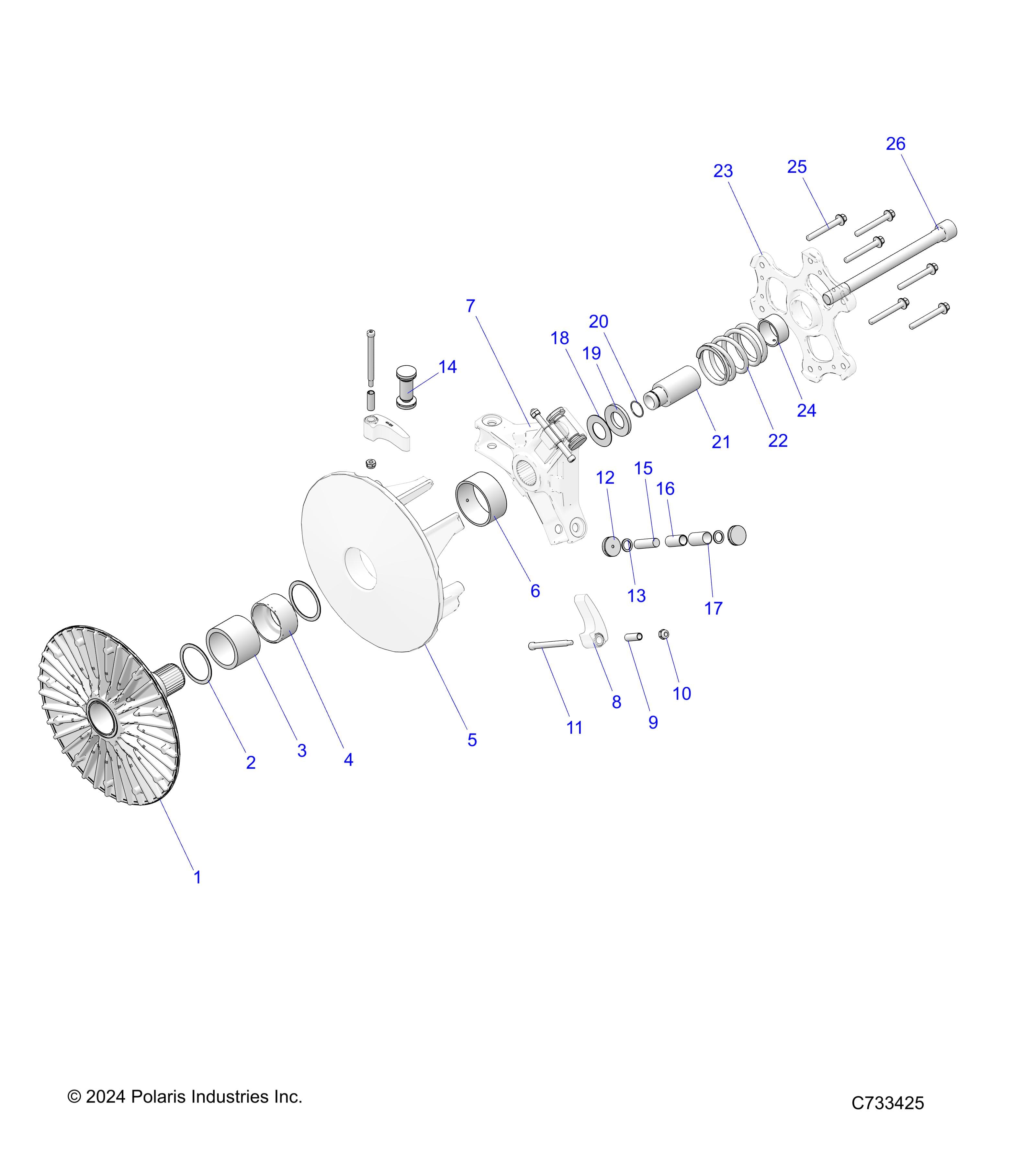2026 RANGER 1000 XP NSTR ULTIMATE TRAIL BOSS — DRIVE TRAIN, PRIMARY CLUTCH - R26RRV99AK (C733425) diagram