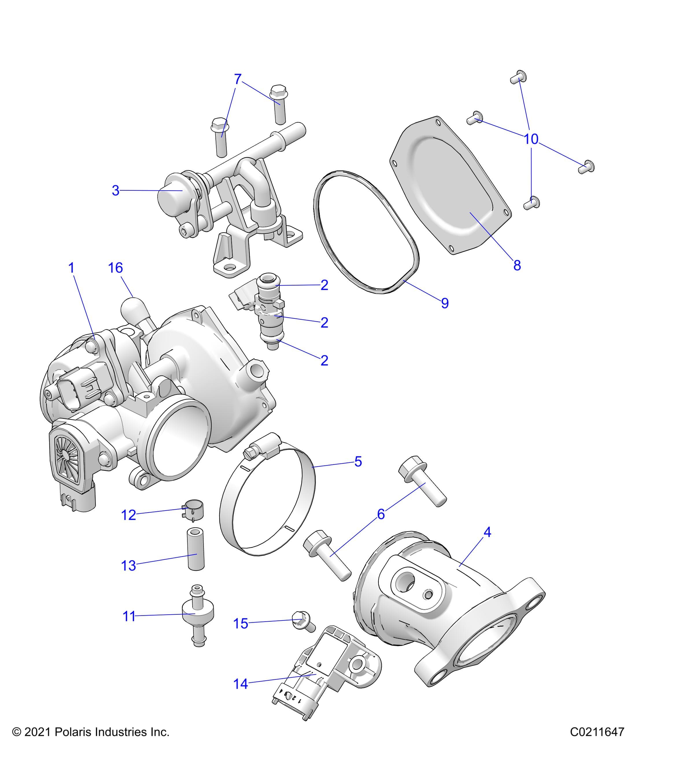 2026 SPORTSMAN 570 EPS PREM 40th — ENGINE, THROTTLE BODY and FUEL RAIL - A26SEZ57AB (C0211647) diagram
