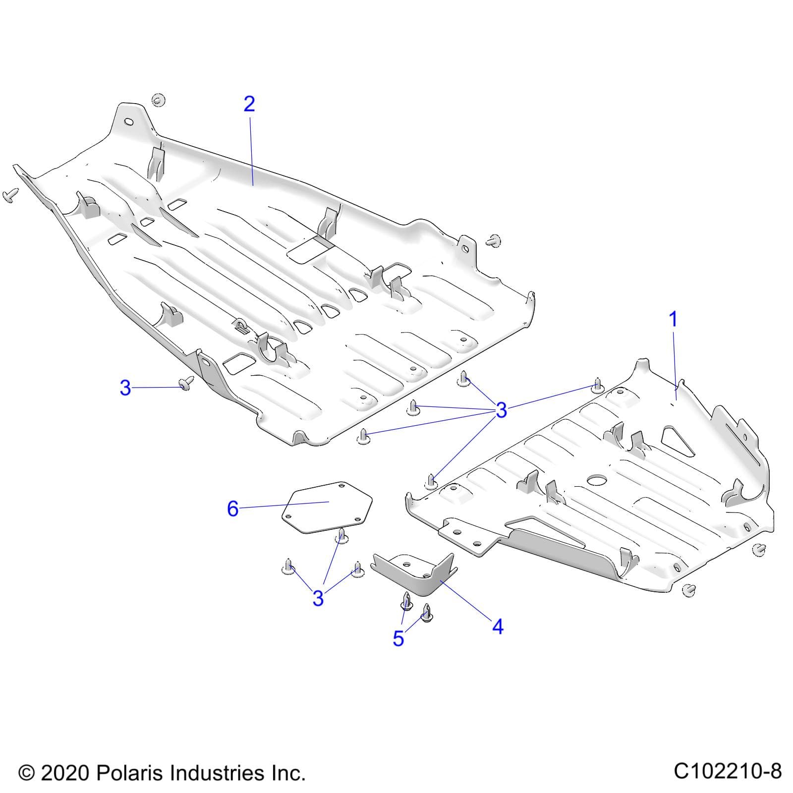 2026 SPORTSMAN XP 1000 MUD R01 - A26SXM95AR — BODY, SKID PLATES - A26SXM95AR (C102210-8) diagram