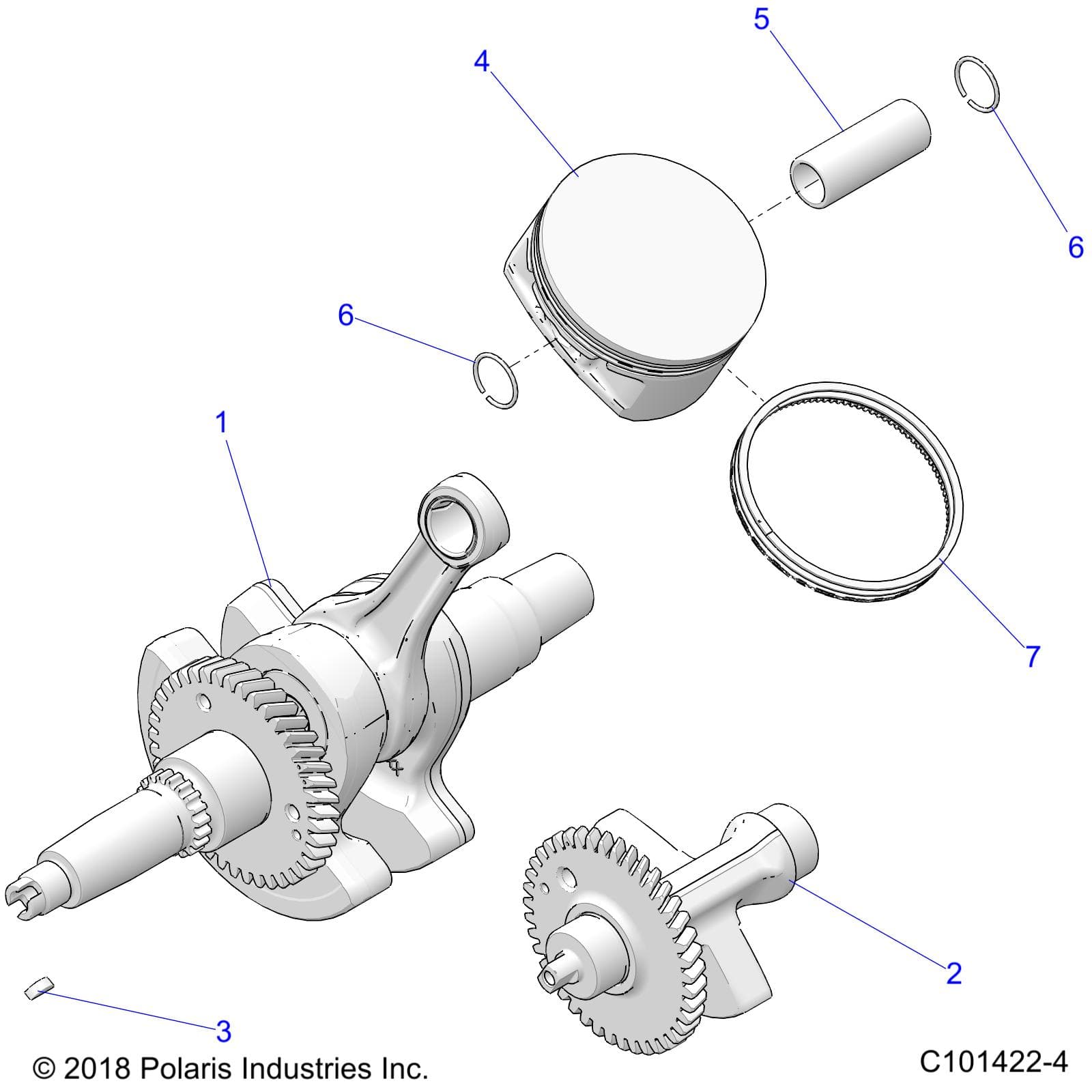 2026 SPORTSMAN 570 6X6 EPS 49S — ENGINE, CRANKSHAFT, PISTON and BALANCE SHAFT - A26SKE57A1 (C101422-4) diagram