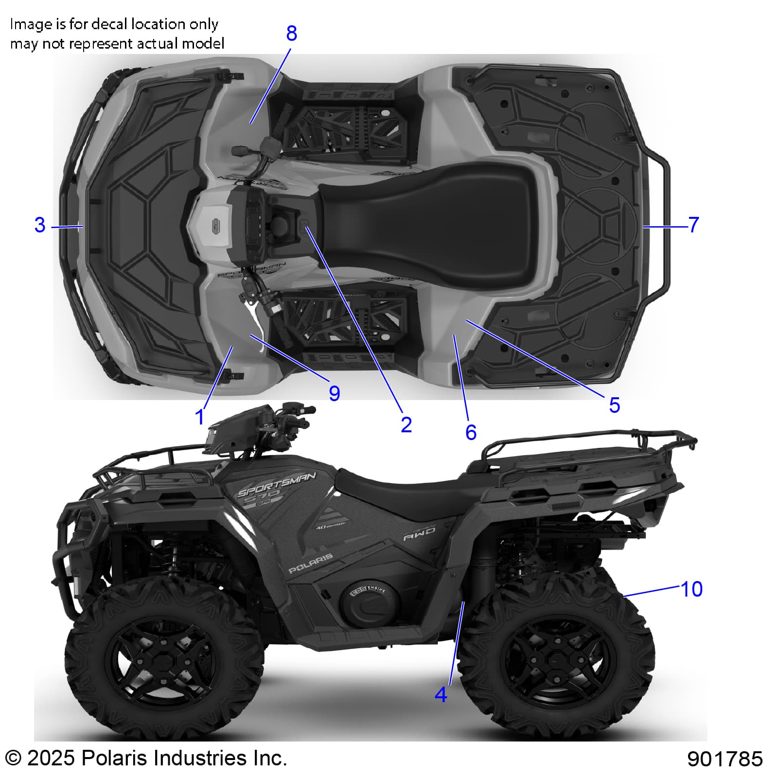 2026 SPORTSMAN 570 EPS PREM 40th — BODY, DECALS, STANDARD - A26SEZ57AB/BB (901785) diagram