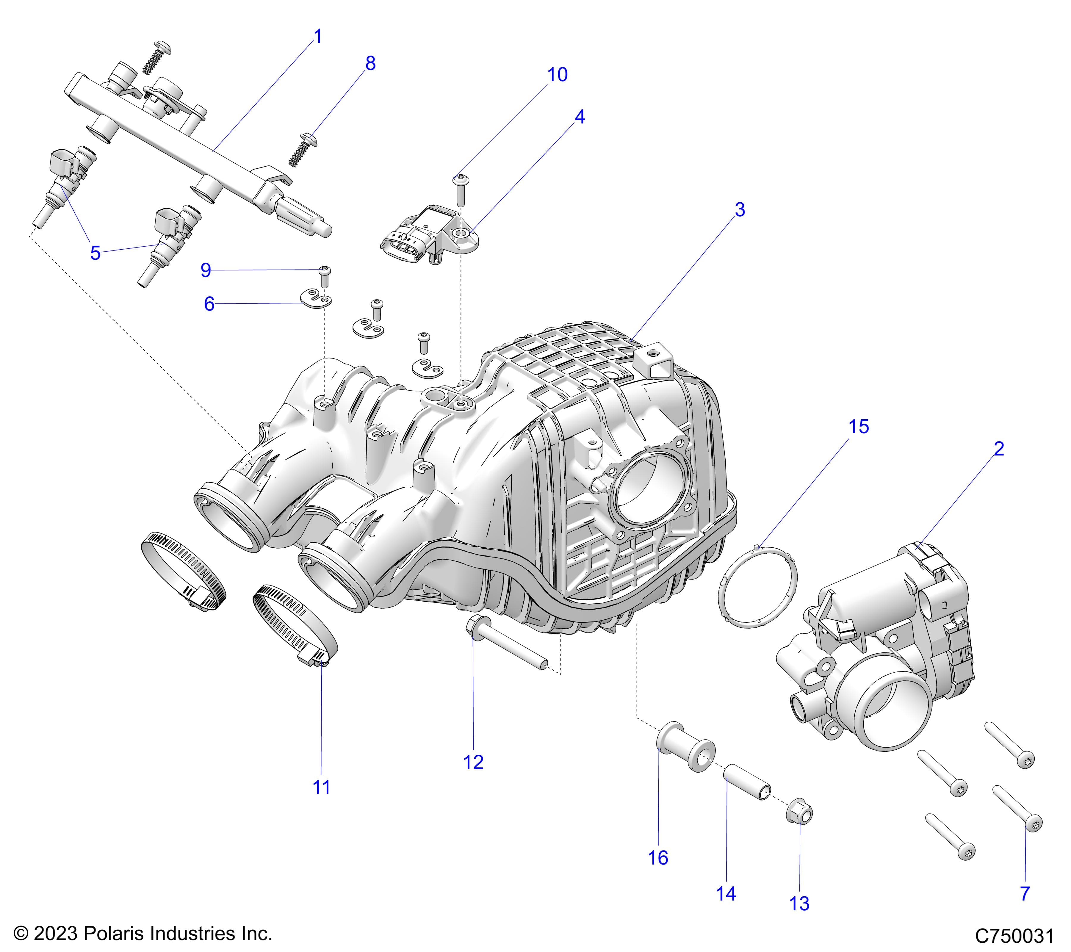 2026 RANGER 1000 XP CREW NSTR ULTIMATE TRAIL BOSS — ENGINE, AIR INTAKE MANIFOLD - R26RSV99AK (C750031) diagram