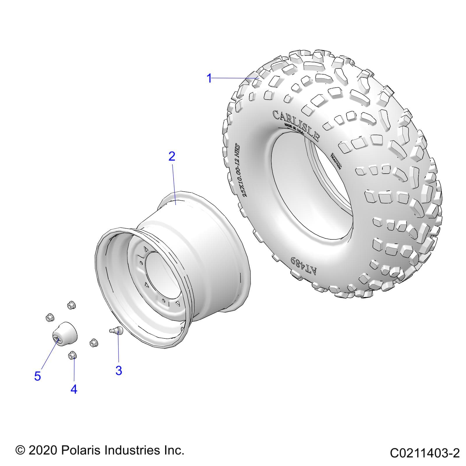 2026 SPORTSMAN 450 EPS 50S — WHEELS, REAR TIRE - A26SEE50B1/B4 (C0211403-2) diagram