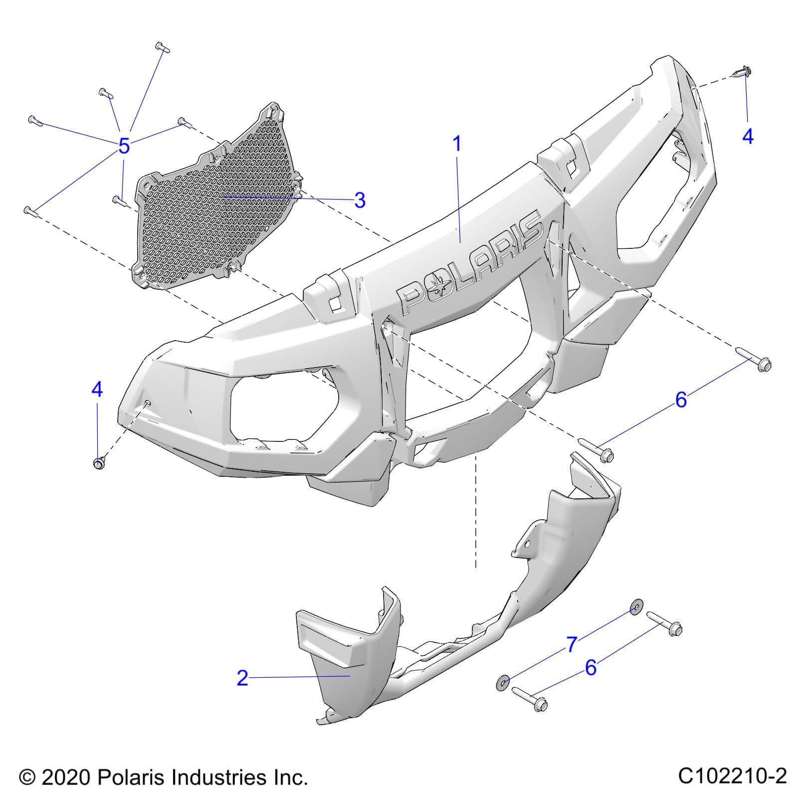 2026 SPORTSMAN XP 1000 MUD R01 - A26SXM95AR — BODY, FRONT BUMPER and MOUNTING - A26SXM95AR (C102210-2) diagram