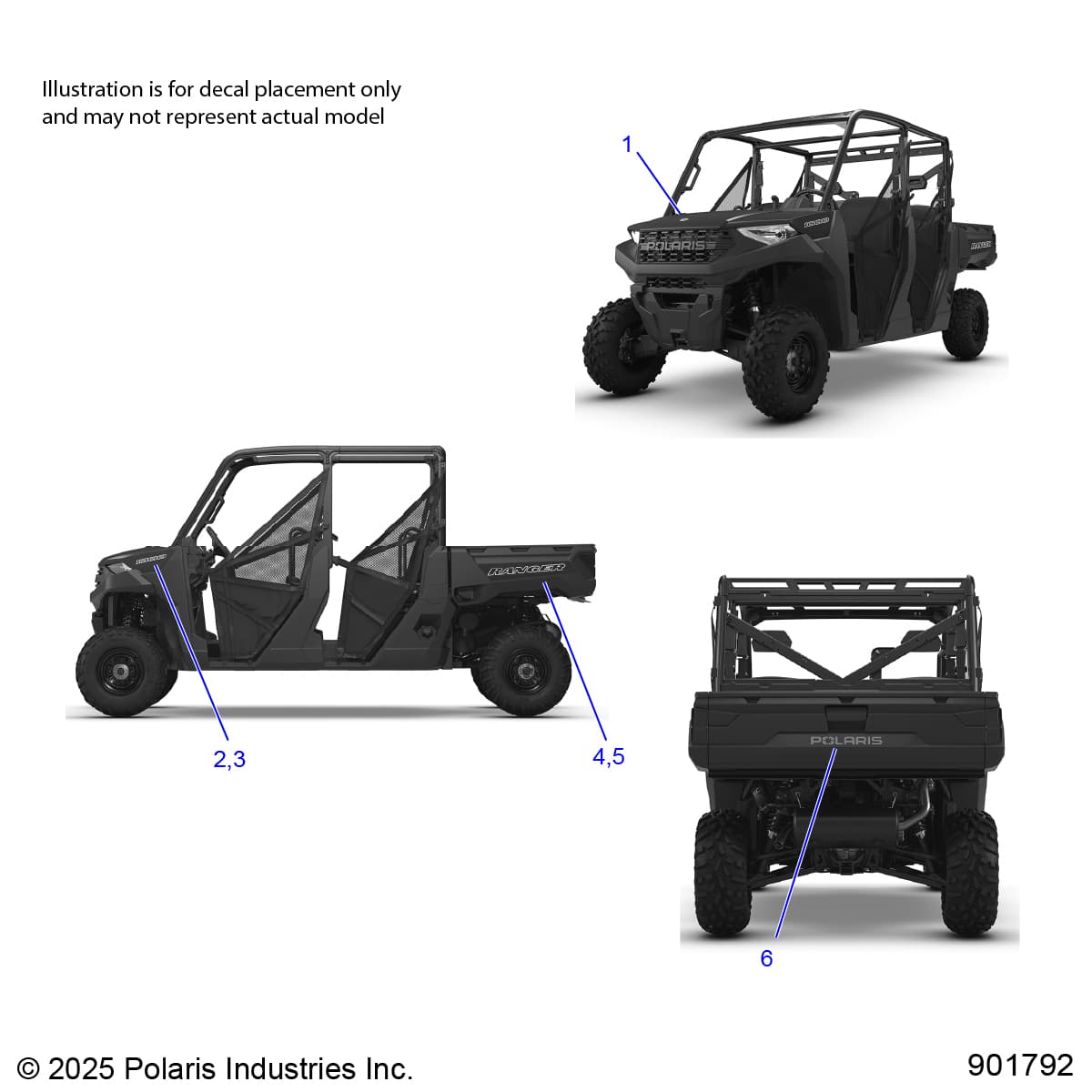 2026 RANGER 1000 CREW NON EPS — BODY, DECALS GRAPHIC - R26T6A99A1/B1 (901792) diagram