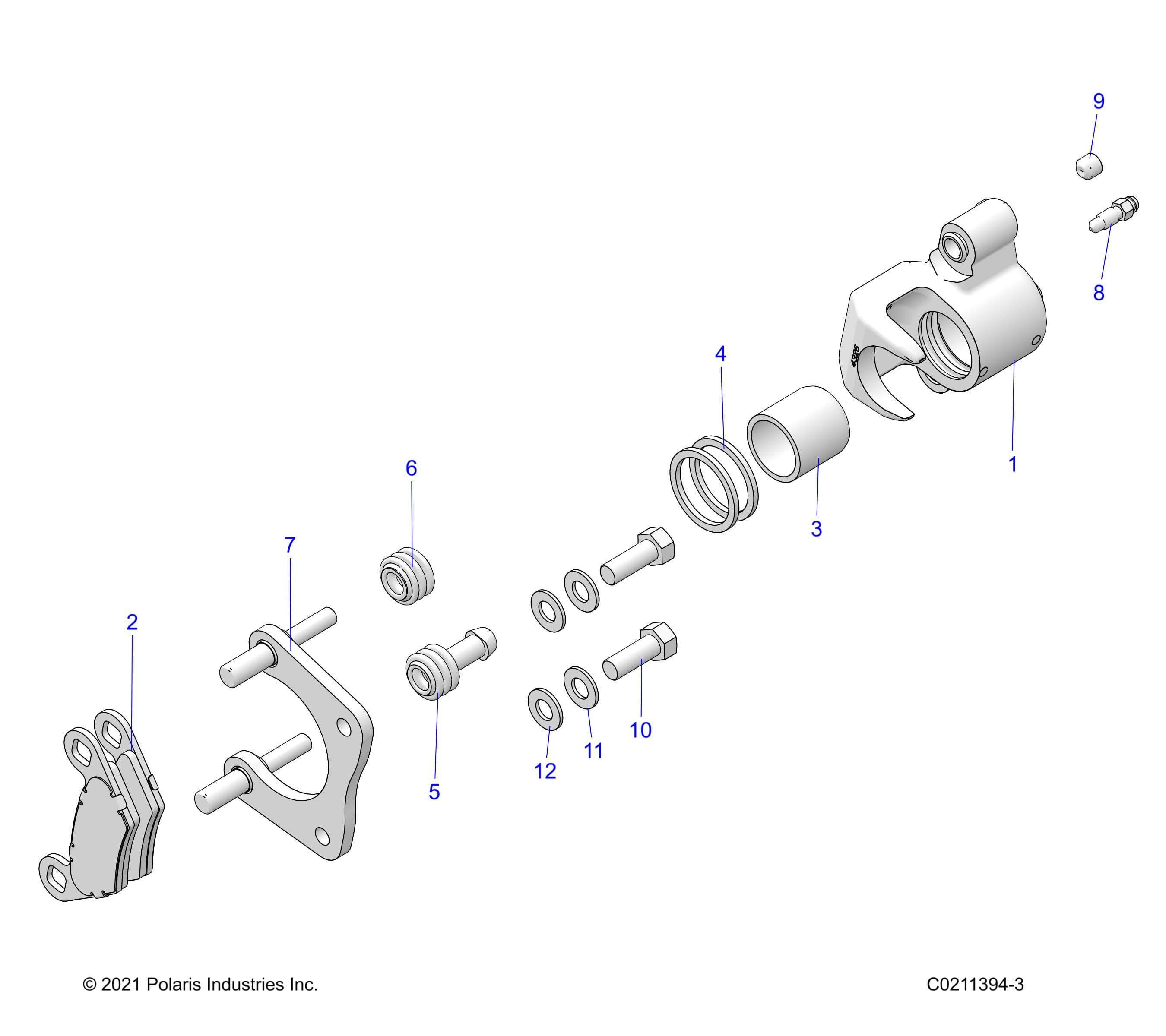 2026 SPORTSMAN 570 — BRAKES, REAR CALIPER - A26SEA57A1/A4/A6 (C0211394-3) diagram