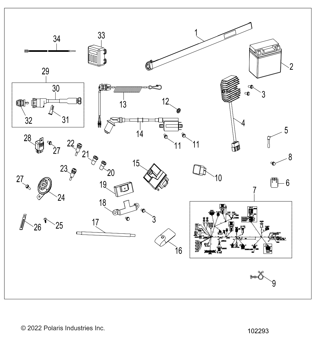 2026 OUTLAW 110 R02 - A26YKA11B1/B7 — ELECTRICAL, SWITCHES, HARNESS and INDICATORS - A26YKA11B1/B7 (102293) diagram