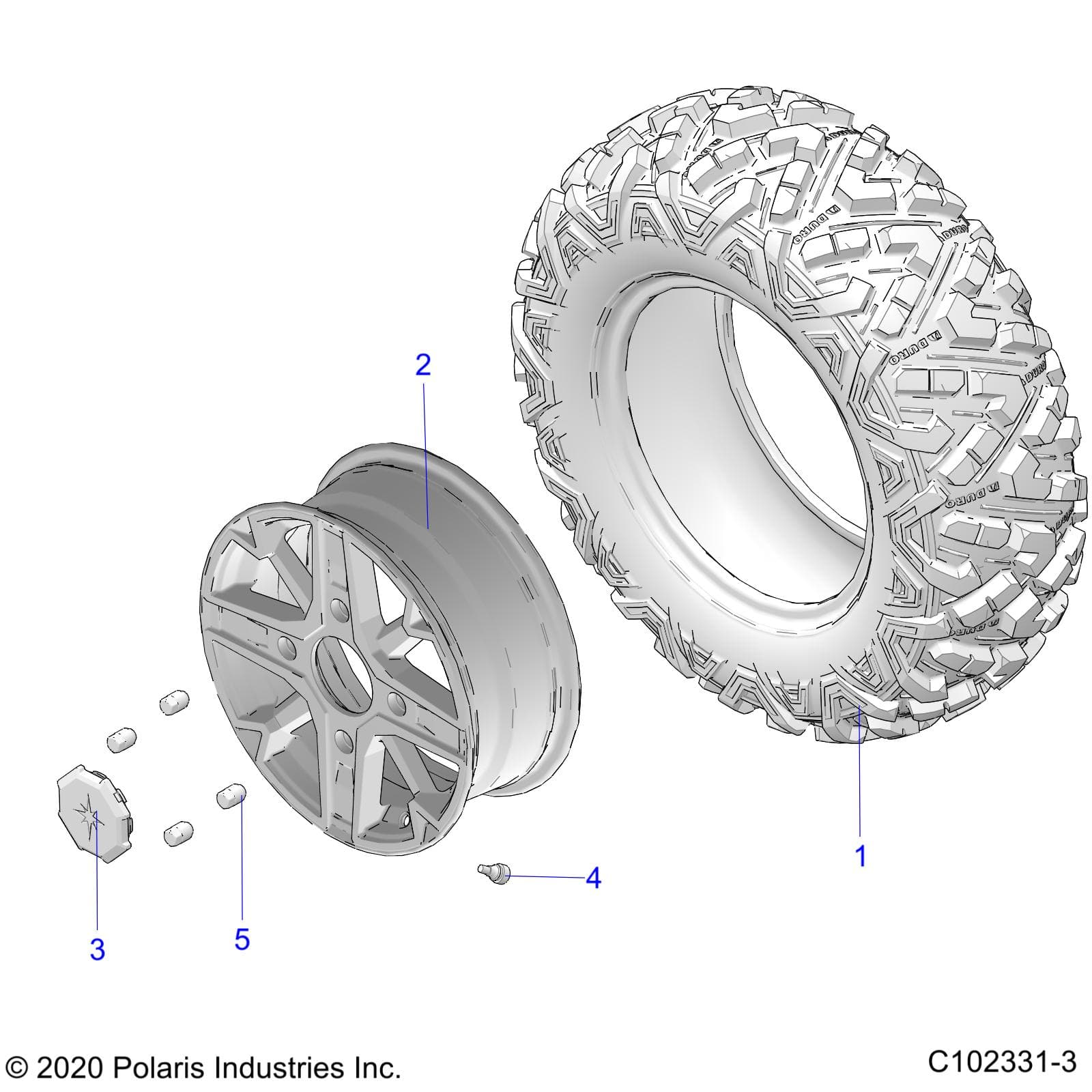 2026 SPORTSMAN 1000 ULTIMATE 49S R01 - A26SXR95AG — WHEELS, FRONT - A26SXR95AG (C102331-3) diagram