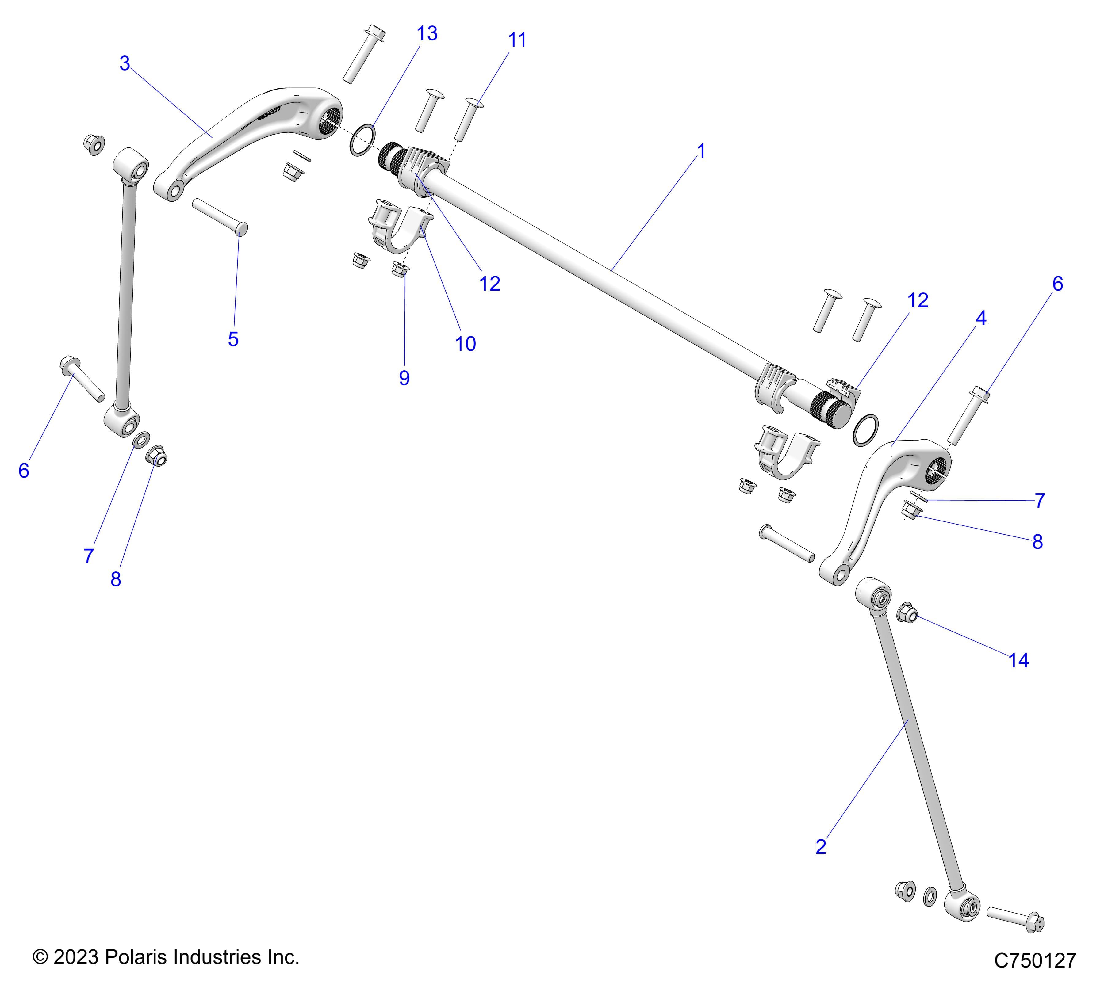 2026 RZR PRO R4 ULTIMATE — SUSPENSION, REAR STABILIZER BAR - Z26R4K2KAC/BC/AR/BR/AJ/BJ/AV/BV (C750127) diagram