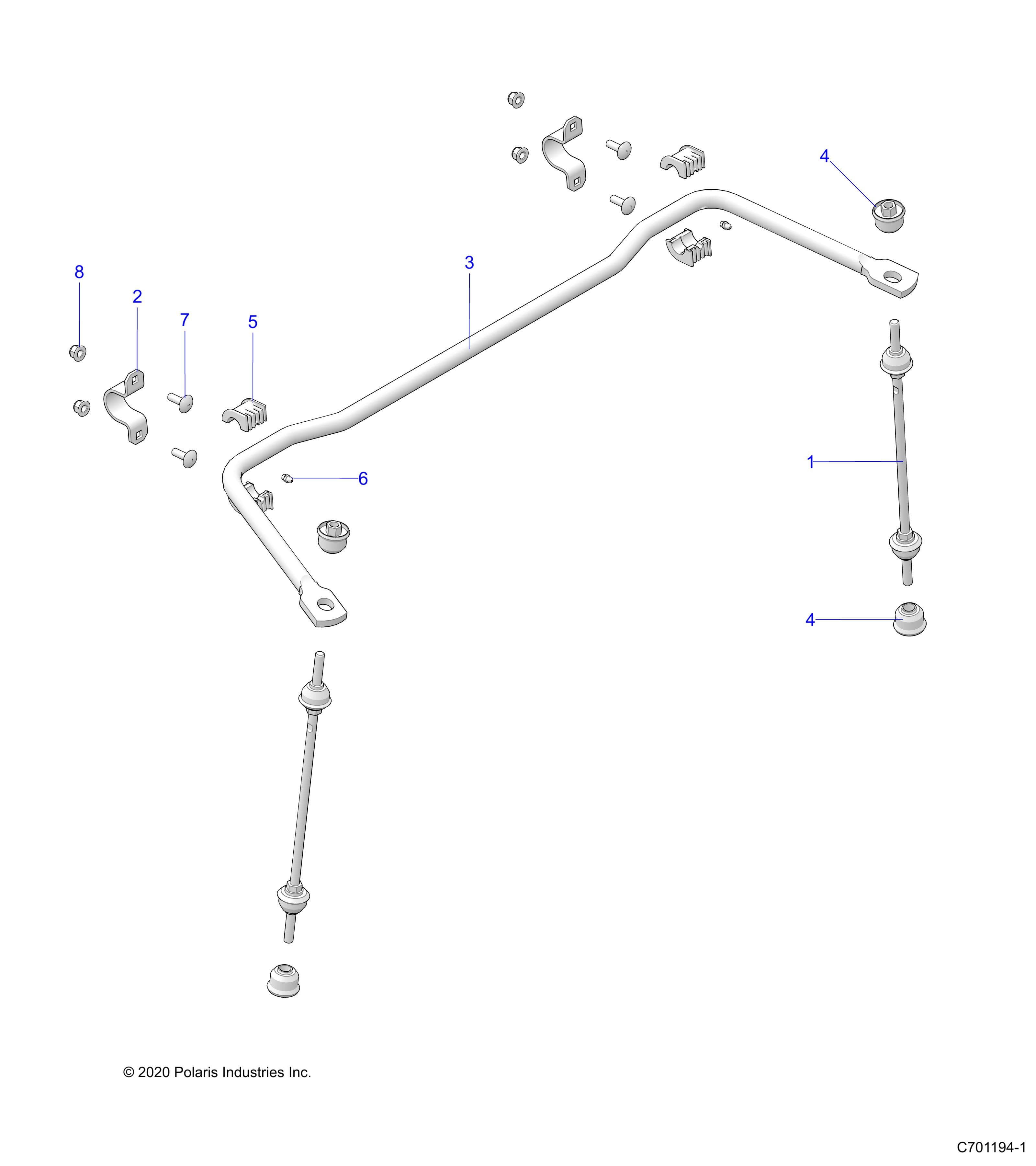2026 RANGER 1000 XP CREW NSTR ULTIMATE TRAIL BOSS — SUSPENSION, REAR STABILIZER BAR - R26RSV99AK (C701194-1) diagram