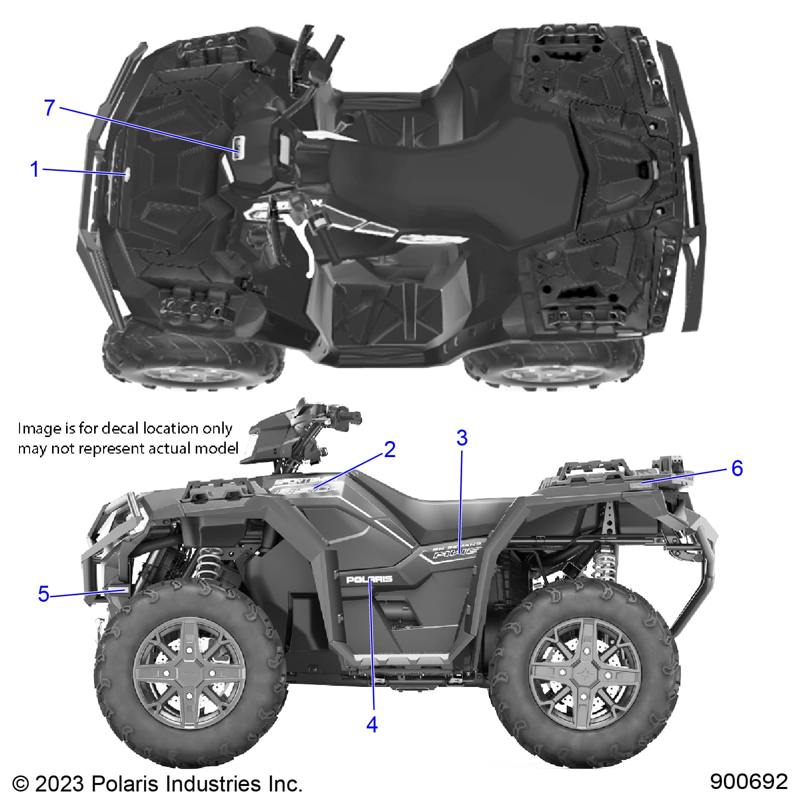 2026 SPORTSMAN 850 TRAIL 49 R01 - A26SXZ85A9/AN/AZ — BODY, DECALS, GRAPHIC - A26SXZ85A9/AN/AZ (900692) diagram