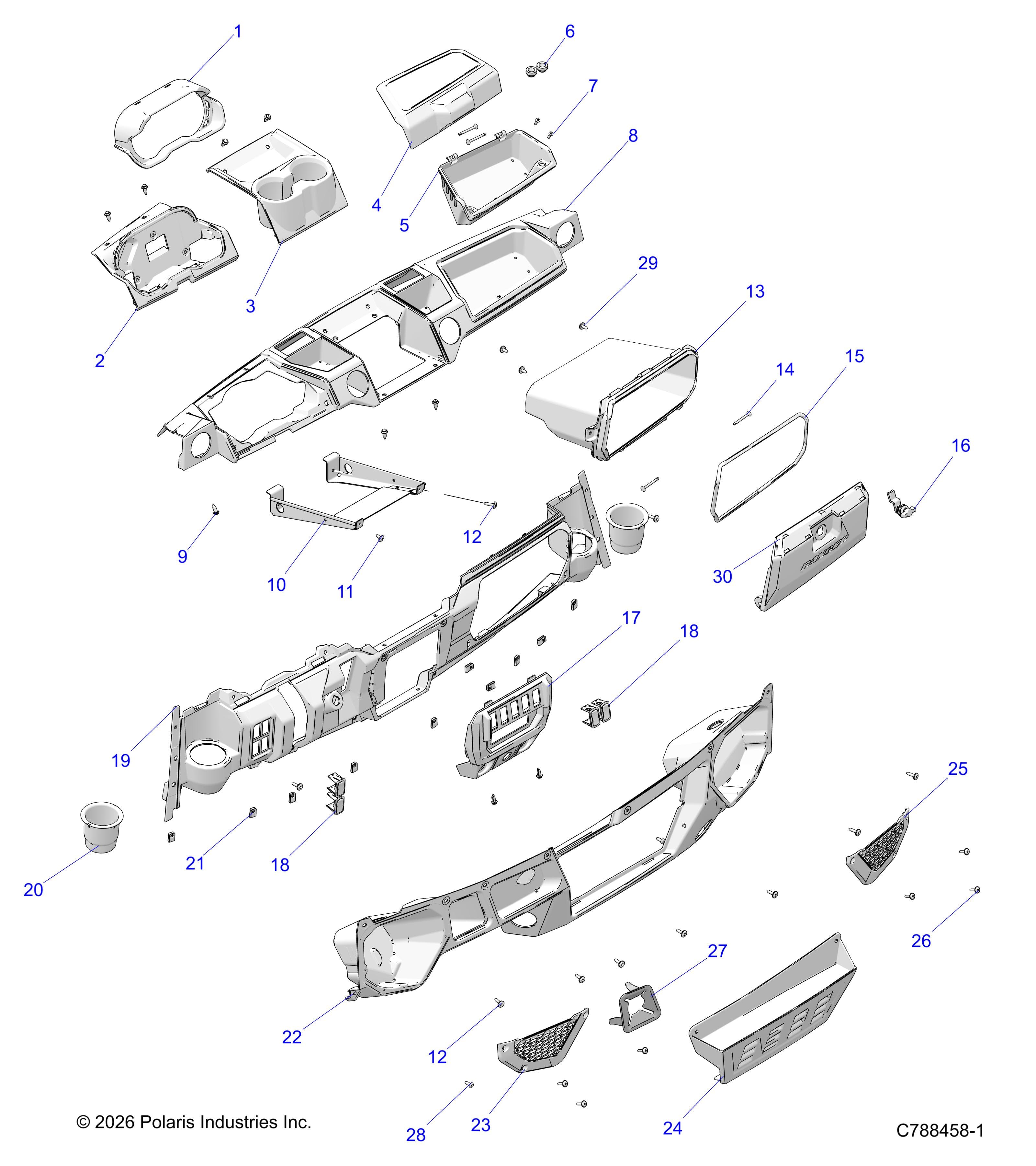 2026 RANGER 1000 XP NSTR — BODY, DASH - R26RRU99A9/AF/AH/AB/AS/B9/BF/BH/BB/BS (C788458-1) diagram