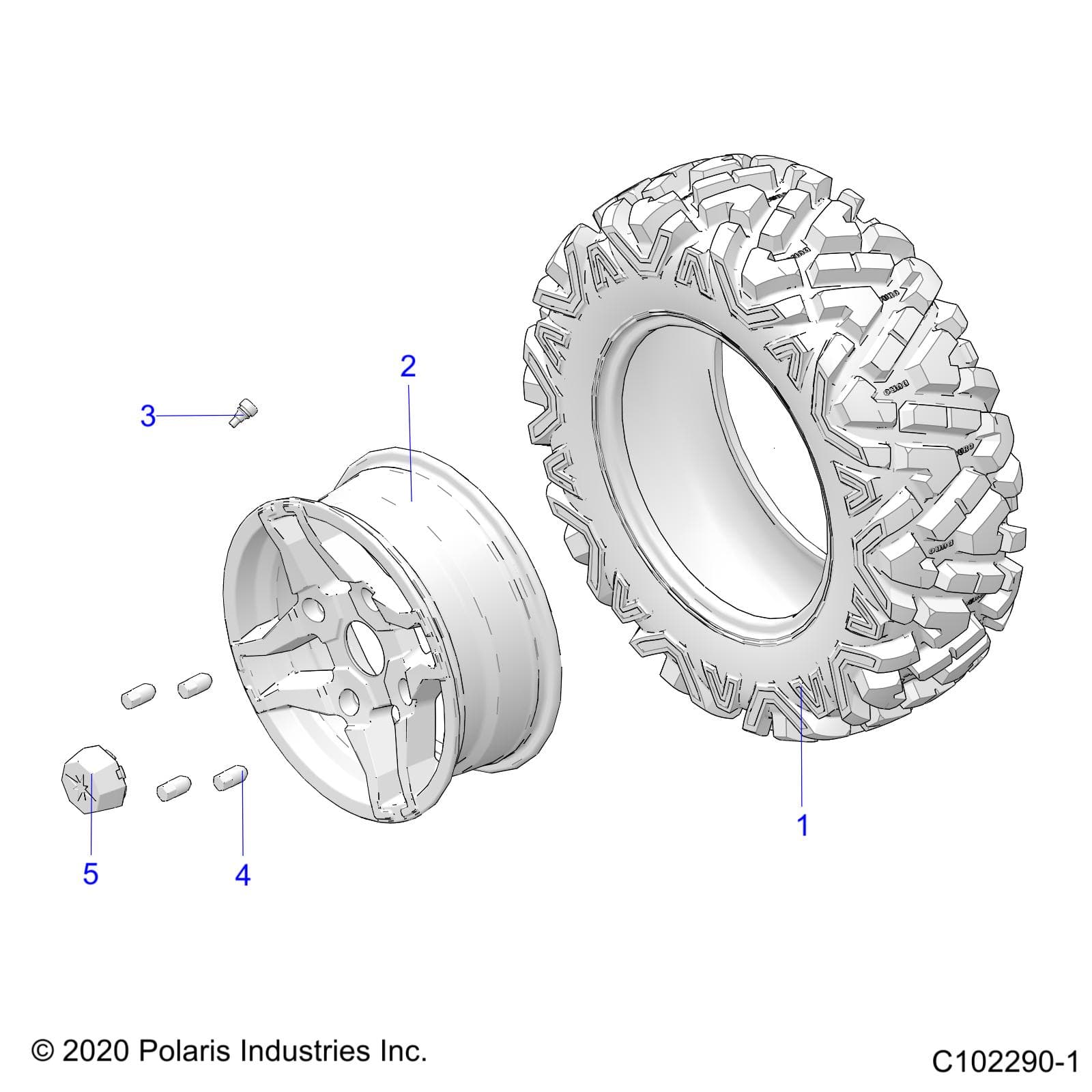 2026 SPORTSMAN 570 EPS TRAIL PACKAGE — WHEELS, FRONT TIRE - A26SHY57AL/AS (C102290-1) diagram