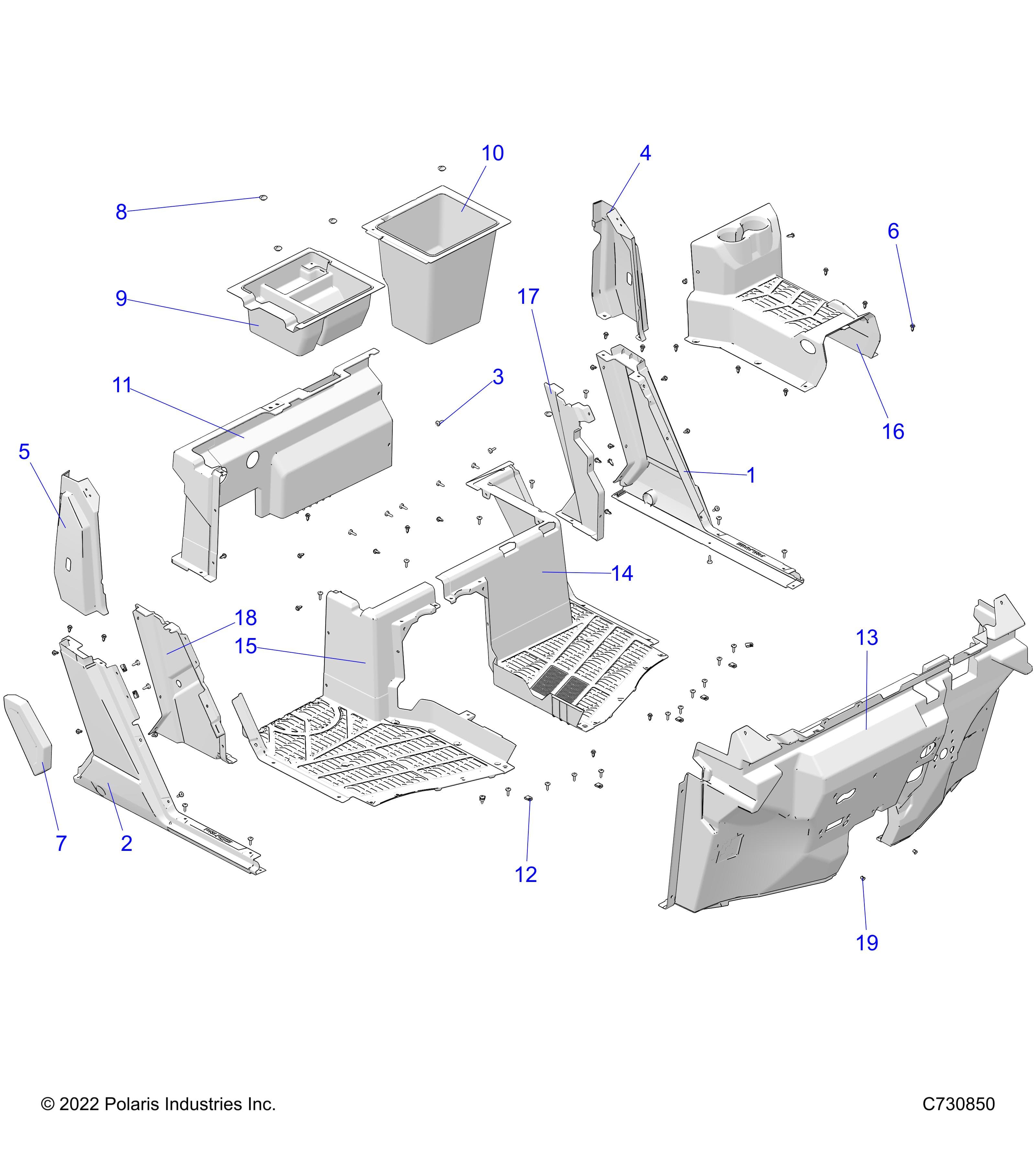 2026 RANGER 1000 XP CREW NSTR ULTIMATE TRAIL BOSS — BODY, FRONT FLOOR & ROCKERS - R26RSV99AK (C730850) diagram