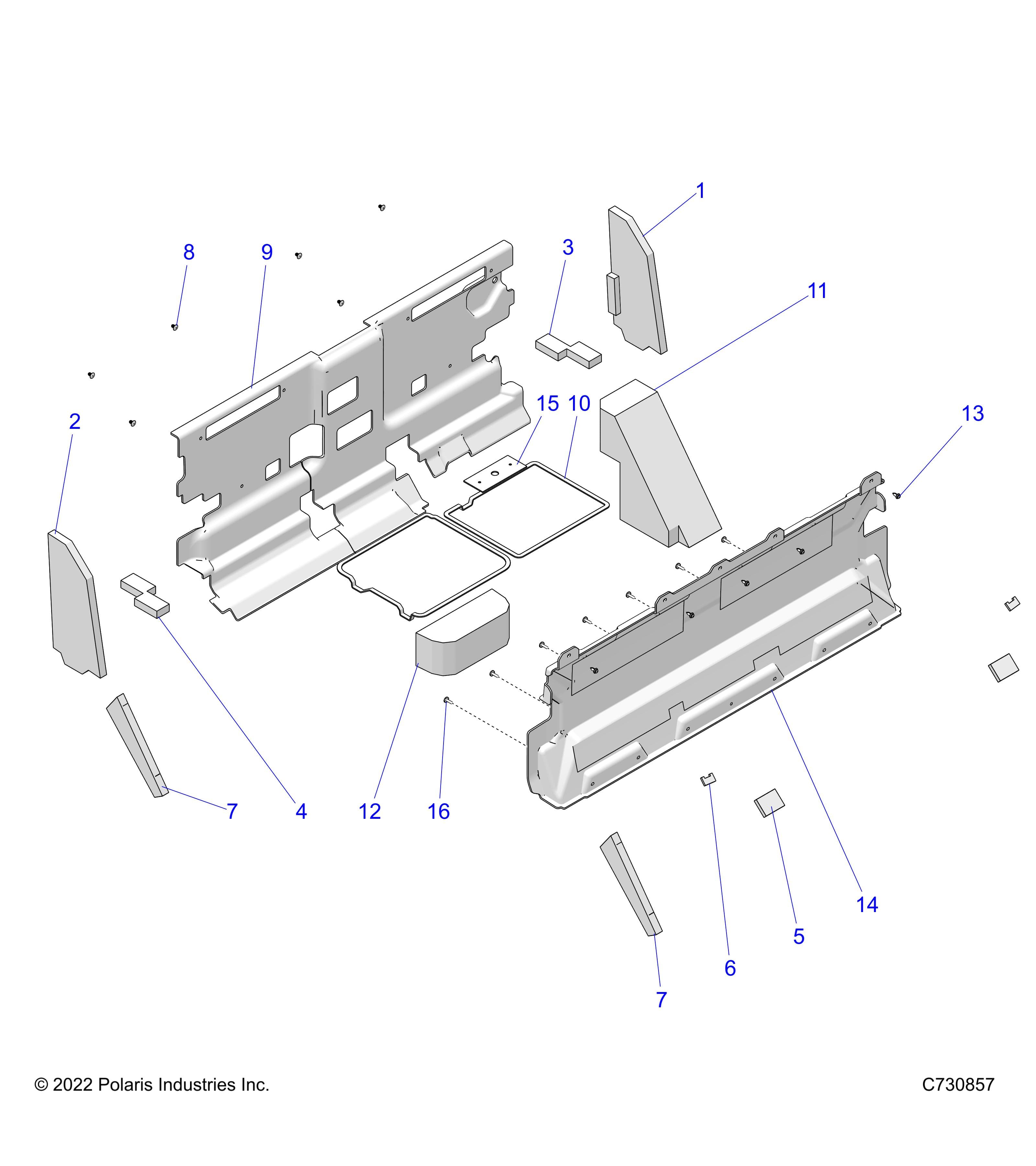 2026 RANGER 1000 XP CREW NORTHSTAR TEXAS EDITION — BODY, CAB FOAM & REAR PANEL - R26RST99AL (C730857) diagram