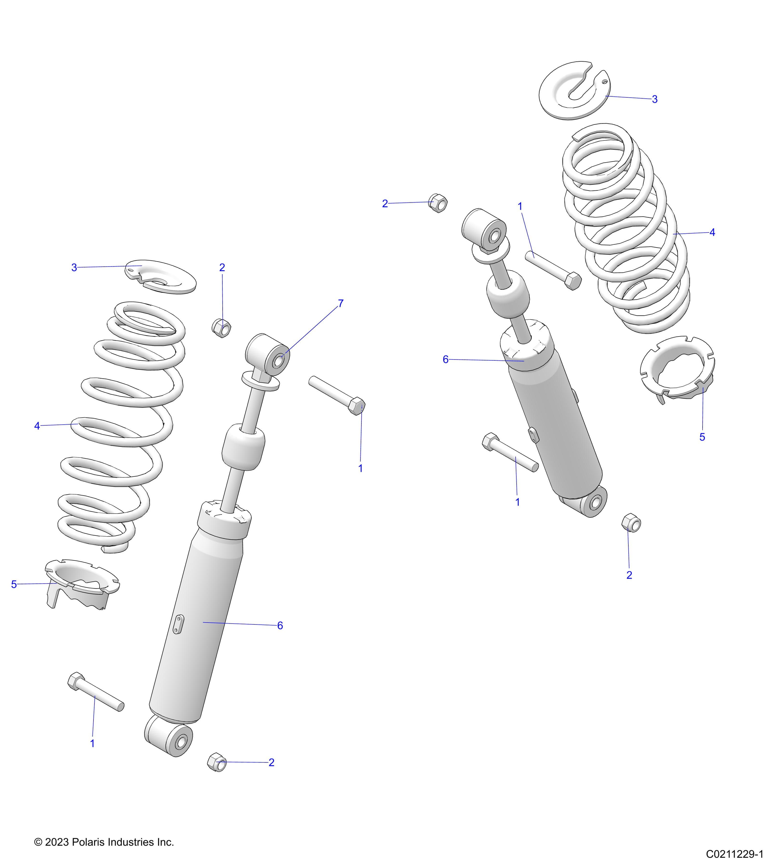 2026 SPORTSMAN 570 UTL 49S — SUSPENSION, REAR SHOCK and MOUNTING - A26SHR57AG (C0211229-1) diagram