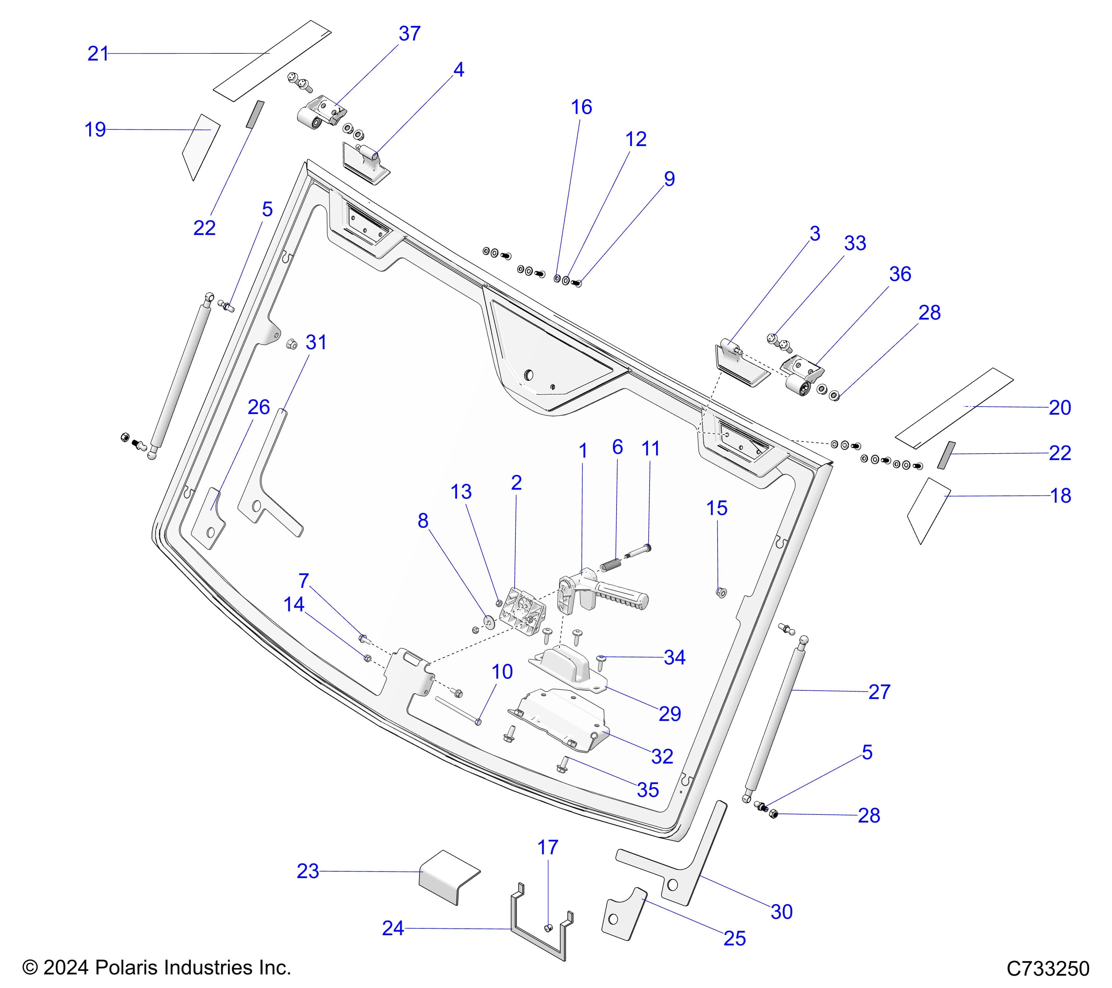 2026 RANGER 1000 XP CREW NSTR ULTIMATE TRAIL BOSS — BODY, WINDSHIELD, TIP-OUT & FOAM - R26RSV99AK (C733250) diagram