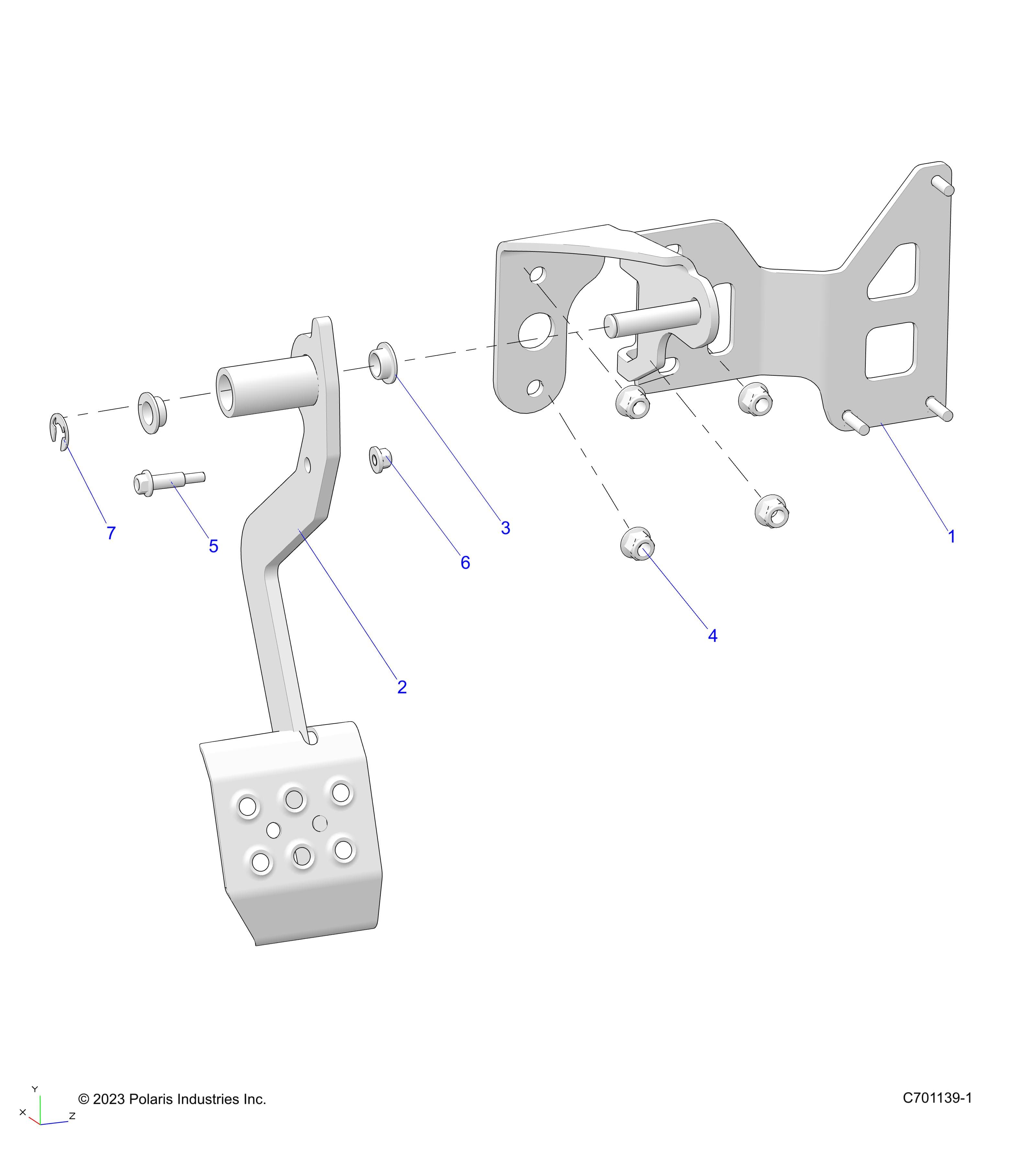 2026 RANGER 1000 NON EPS — BRAKES, PEDAL - R26TAA99A1/B1 (C701139-1) diagram