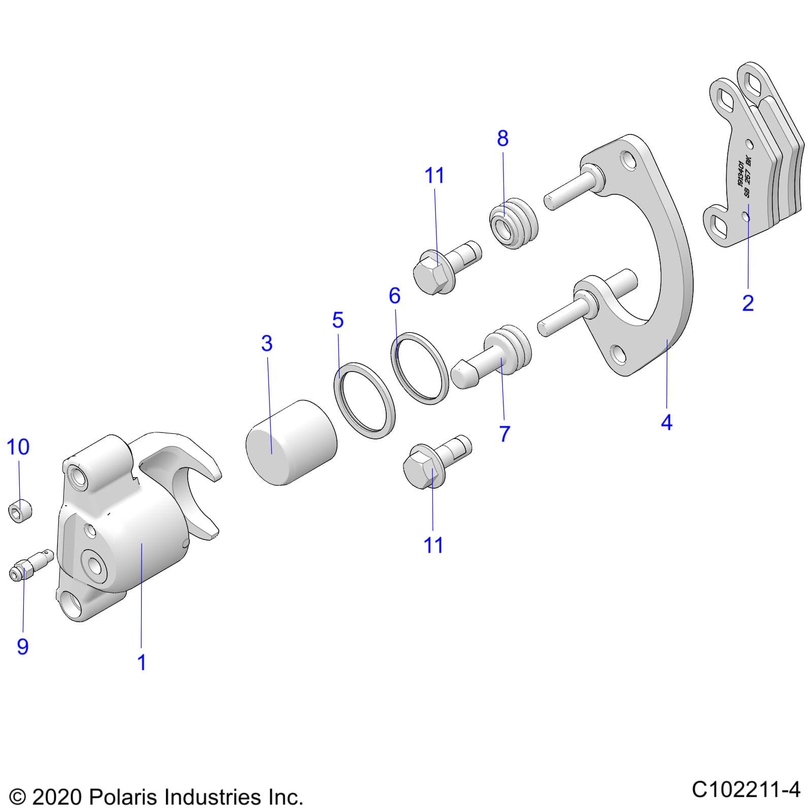 2026 SPORTSMAN TOURING XP 1000 R01 - A26SYY95AK — BRAKES, REAR CALIPER - A26SYY95AK (C102211-4) diagram