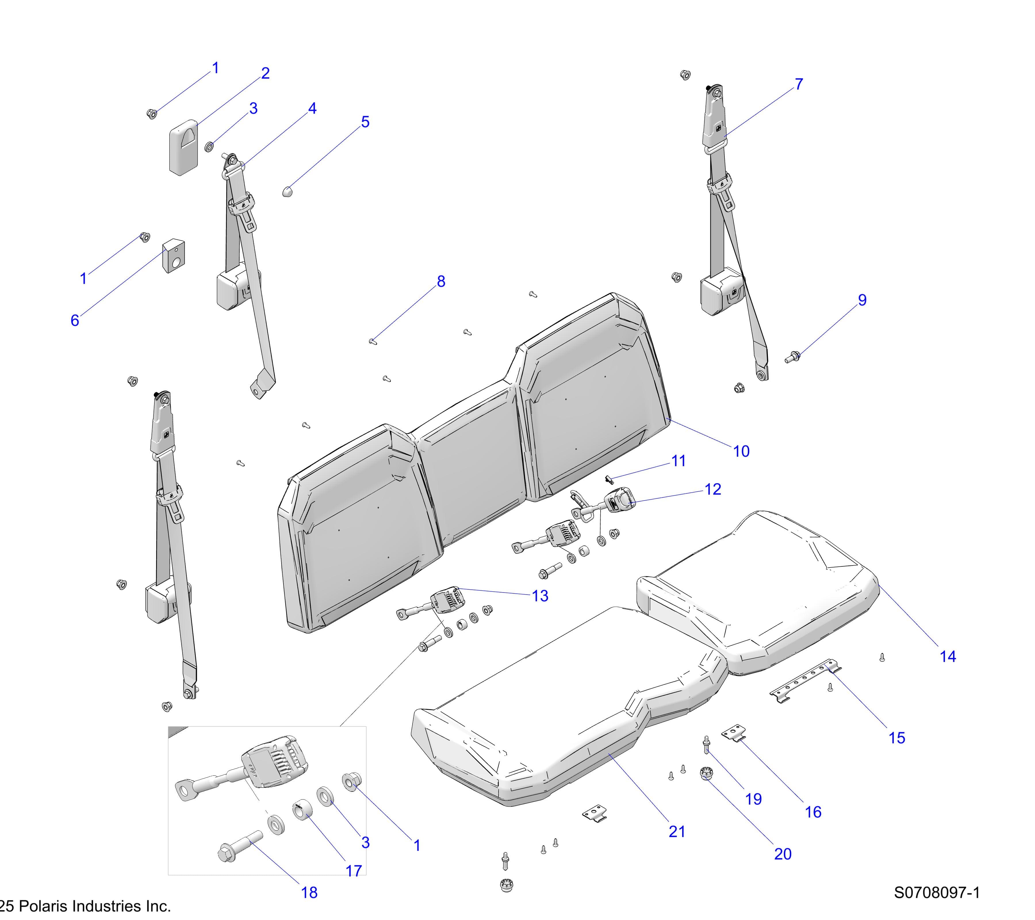 2026 RANGER 1000 CREW NON EPS — BODY, SEATS FRONT diagram