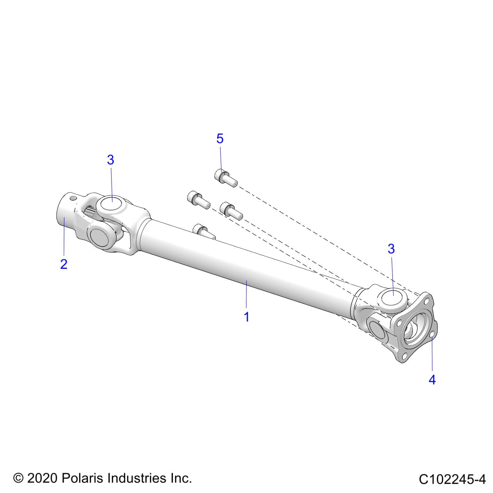 2026 SPORTSMAN 570 6X6 EPS 49S — DRIVE TRAIN, REAR PROP SHAFT - A26SKE57A1 (C102245-4) diagram