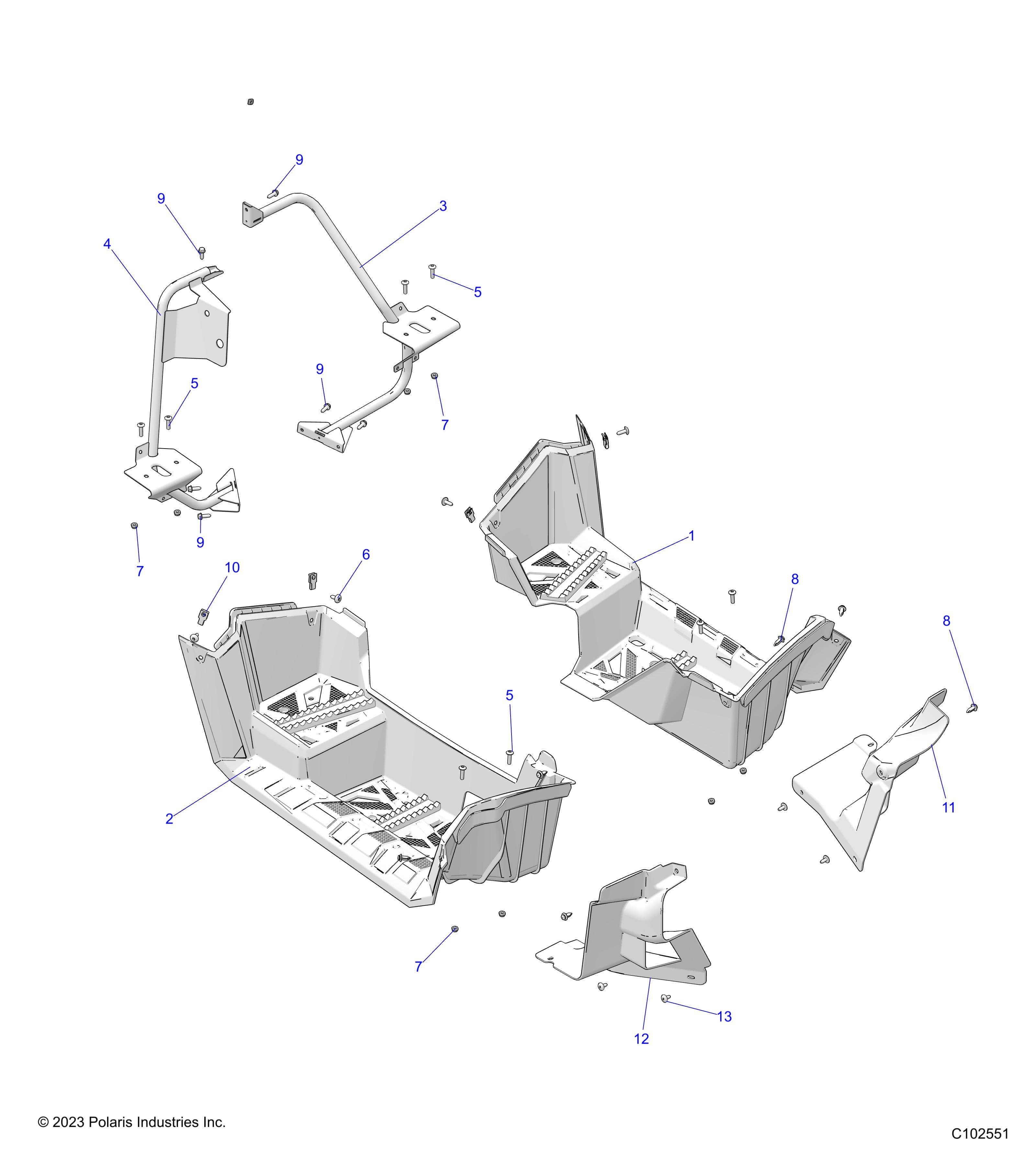 2026 SPORTSMAN 570 6X6 EPS 49S — BODY, FOOTWELLS - A26SKE57A1 (C102551) diagram