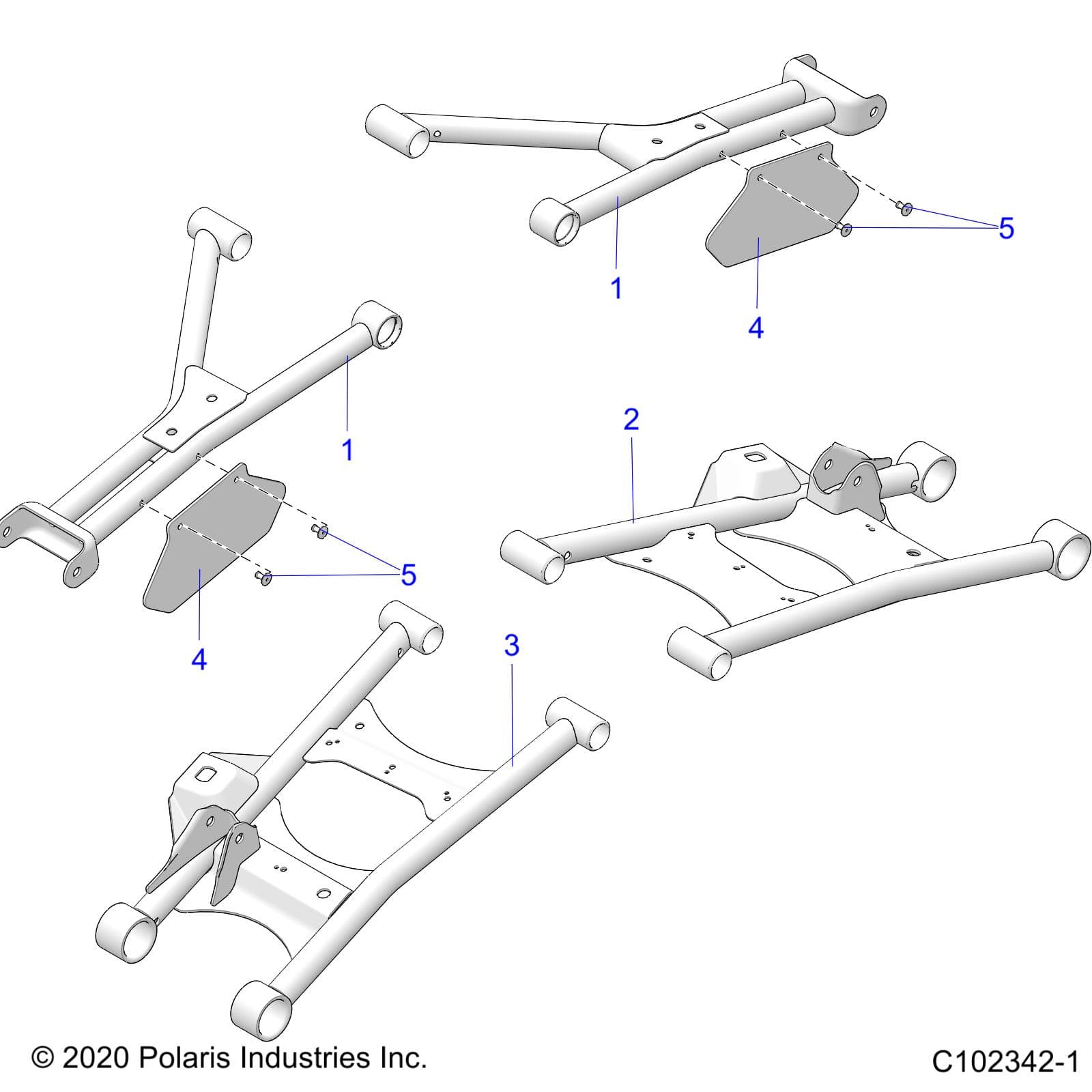 2026 SCRAMBLER XP 1000 S 49S R01 - A26SGE95AB — SUSPENSION, REAR CONTROL ARMS - A26SGE95AB (C102342-1) diagram