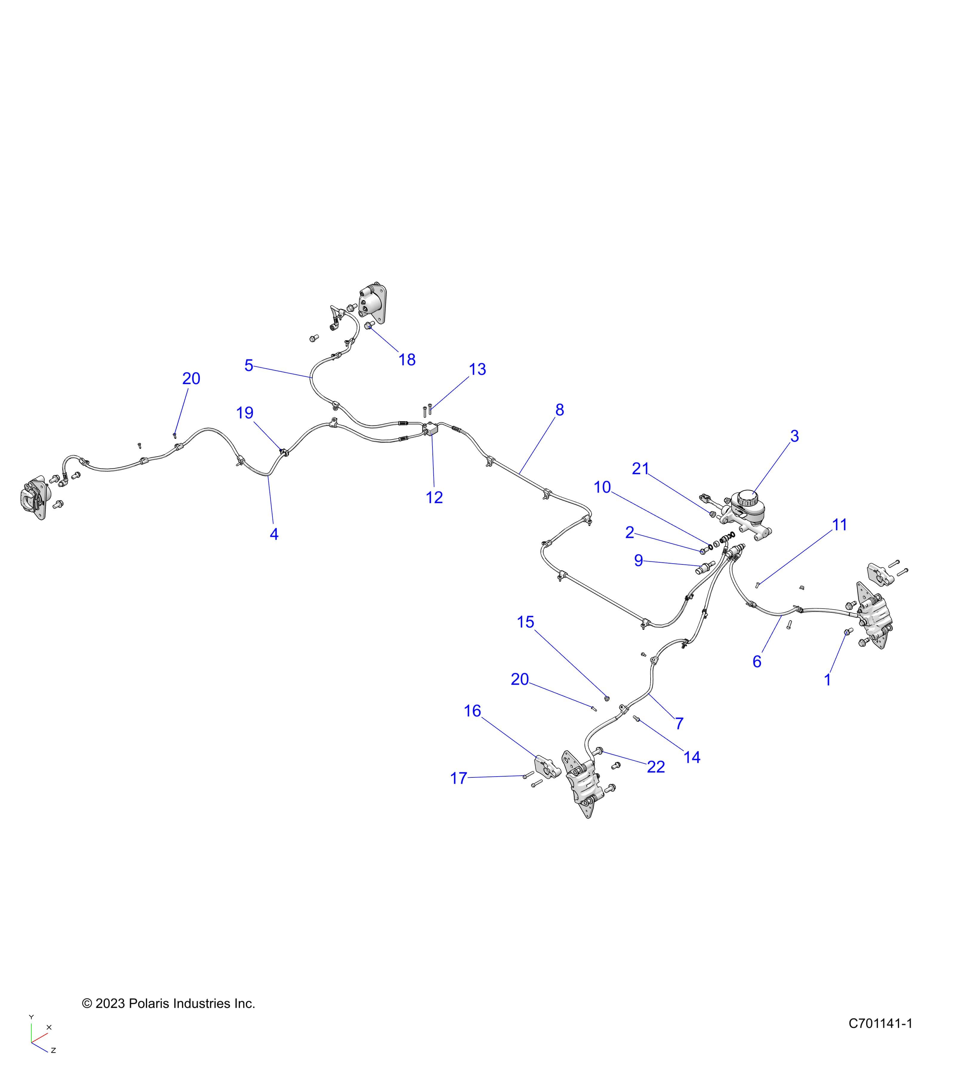 2026 RANGER 1000 NON EPS — BRAKES,  LINES & MASTER CYLINDER - R26TAA99A1/B1 (C701141-1) diagram