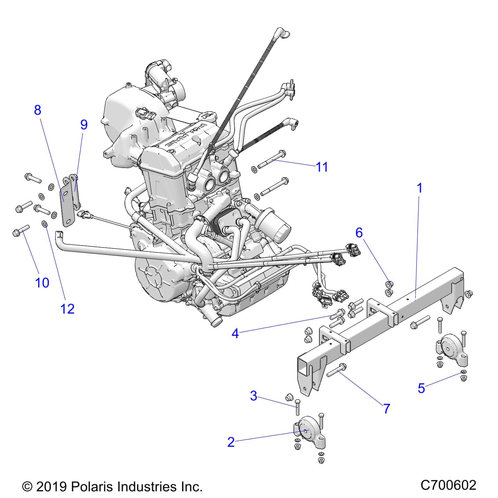 2026 RANGER 1000 NON EPS — ENGINE, MOUNTING & LONG BLOCK - R26TAA99A1/B1 (C700602) diagram