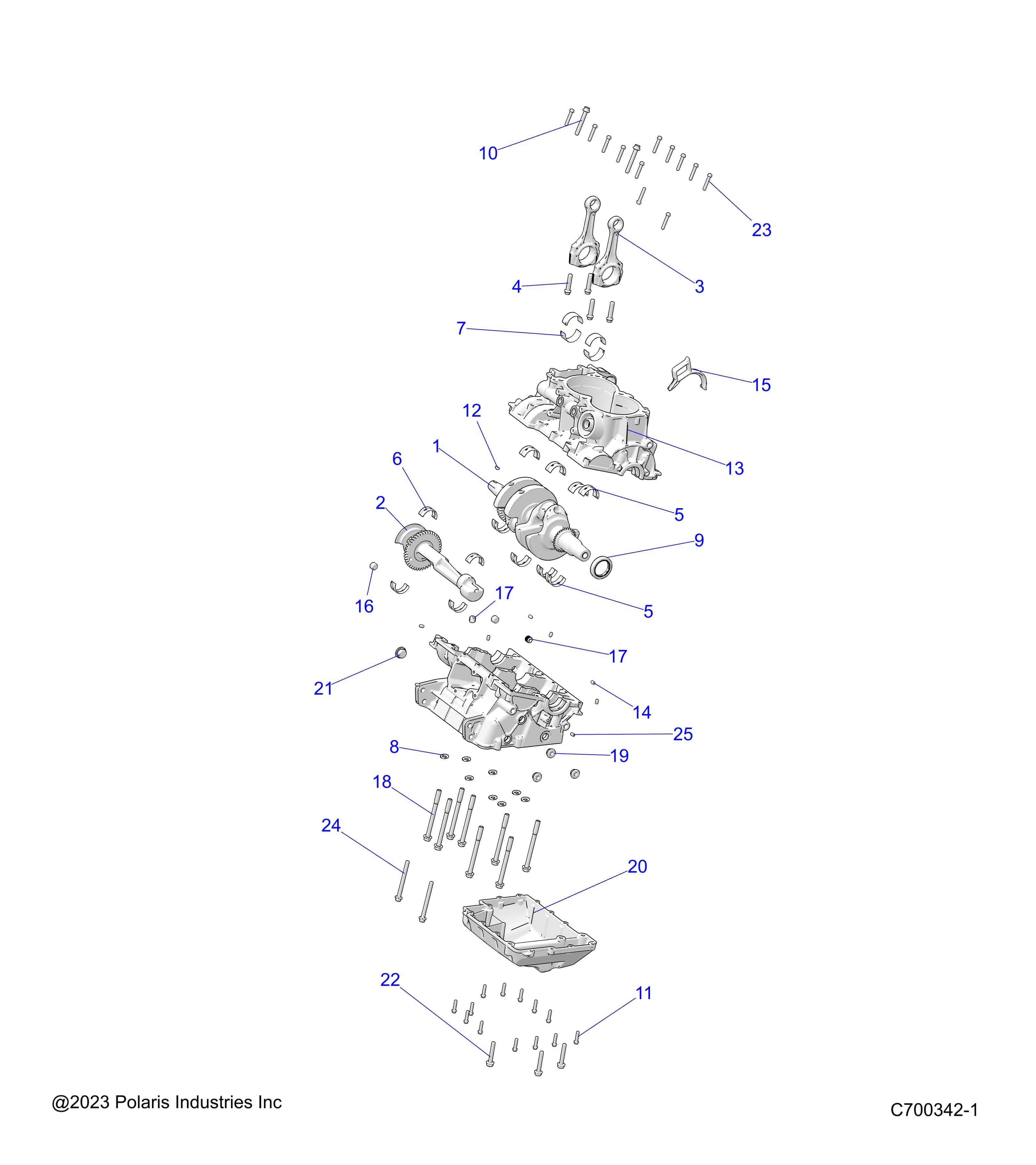 2026 RANGER 1000 XP CREW TEXAS EDITION β ENGINE, CRANKCASE & CRANKSHAFT - R26RSF99AL (C700342-1) diagram