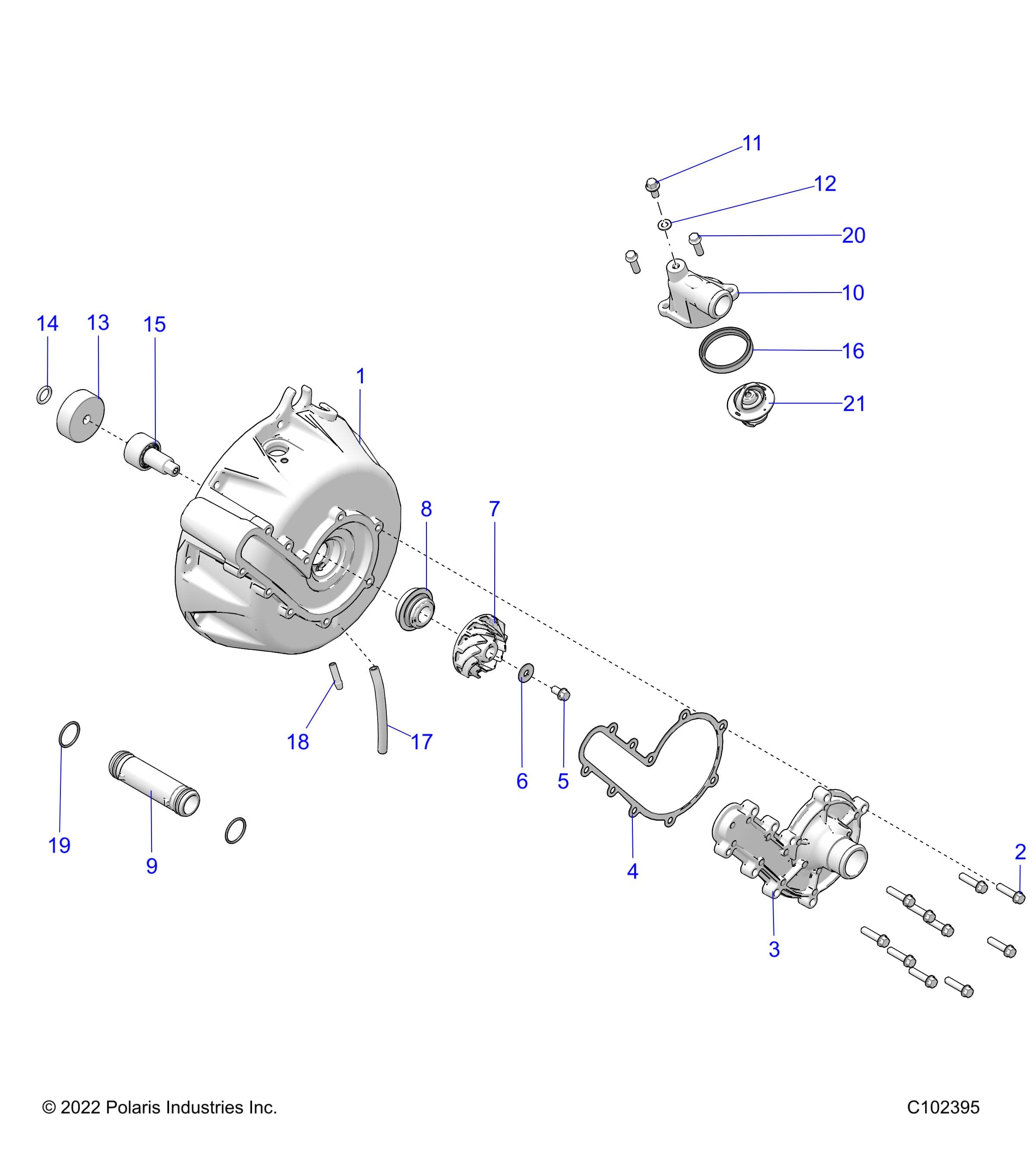2026 SPORTSMAN TOURING 850 48" R02 - A26SYE85AL β ENGINE, COOLING SYSTEM and WATER PUMP - A26SYE85AL (C102395) diagram