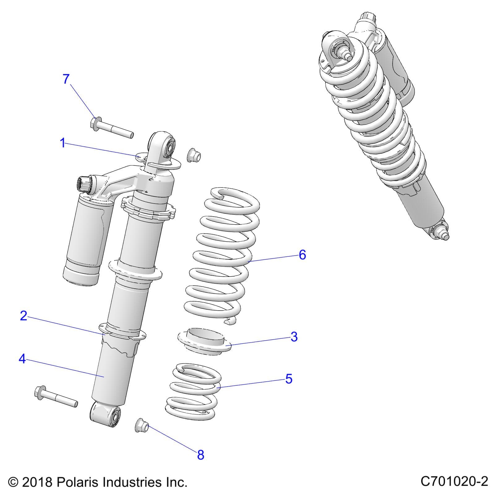 2026 RZR 900 TRAIL SPORT β SUSPENSION, REAR SHOCK - Z26A5E87A5 (C701020-2) diagram