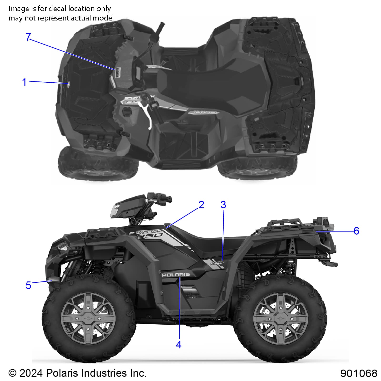 2026 SPORTSMAN 850 EPS PREM 48" R01 - A26SXE85AN/AZ β BODY, DECALS, GRAPHIC - A26SXE85AN/AZ (901068) diagram