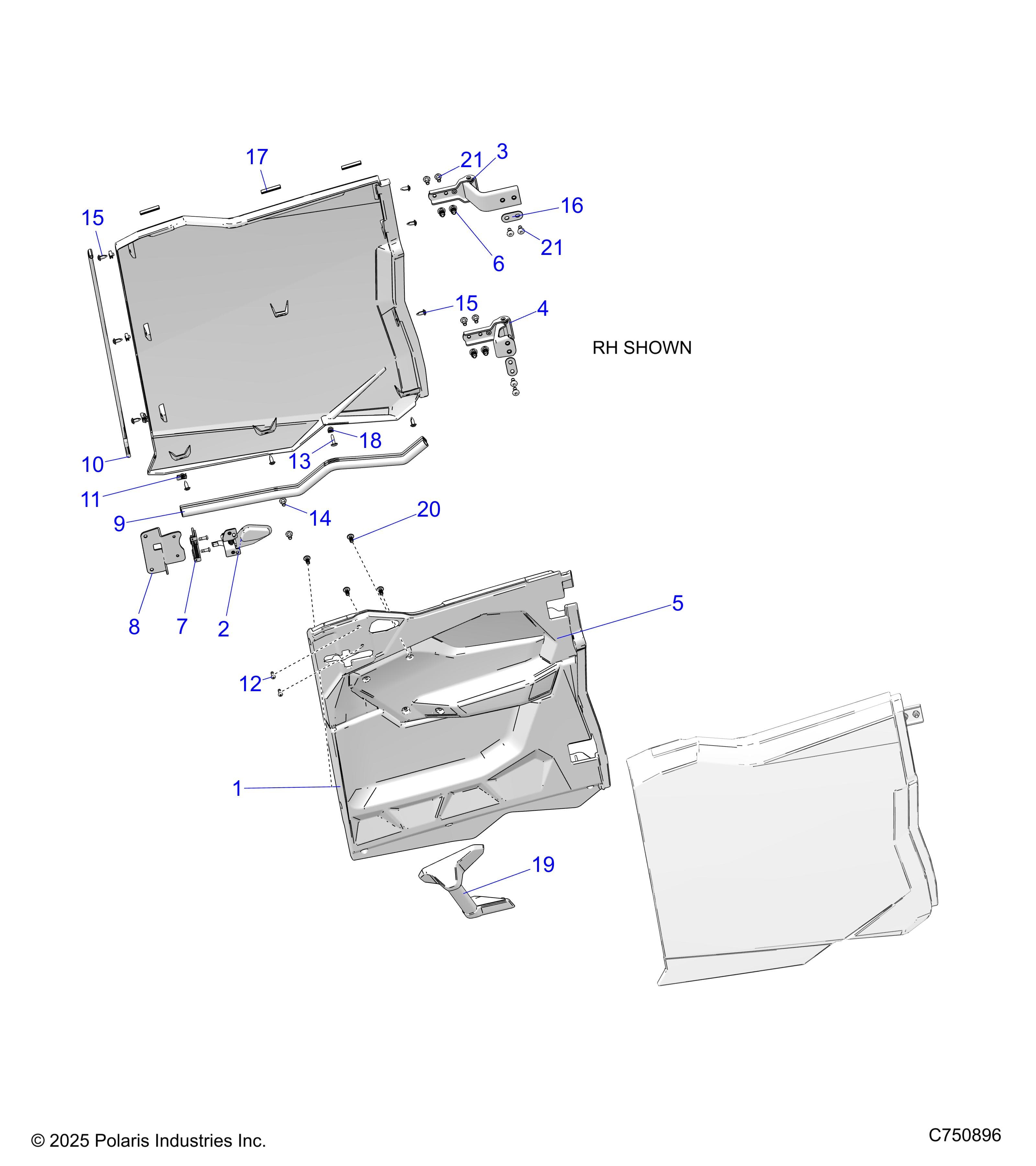 2026 RZR PRO XP 4 SPORT β BODY, DOORS, REAR - Z26X4E92A4/B4/A6/B6 (C750896) diagram