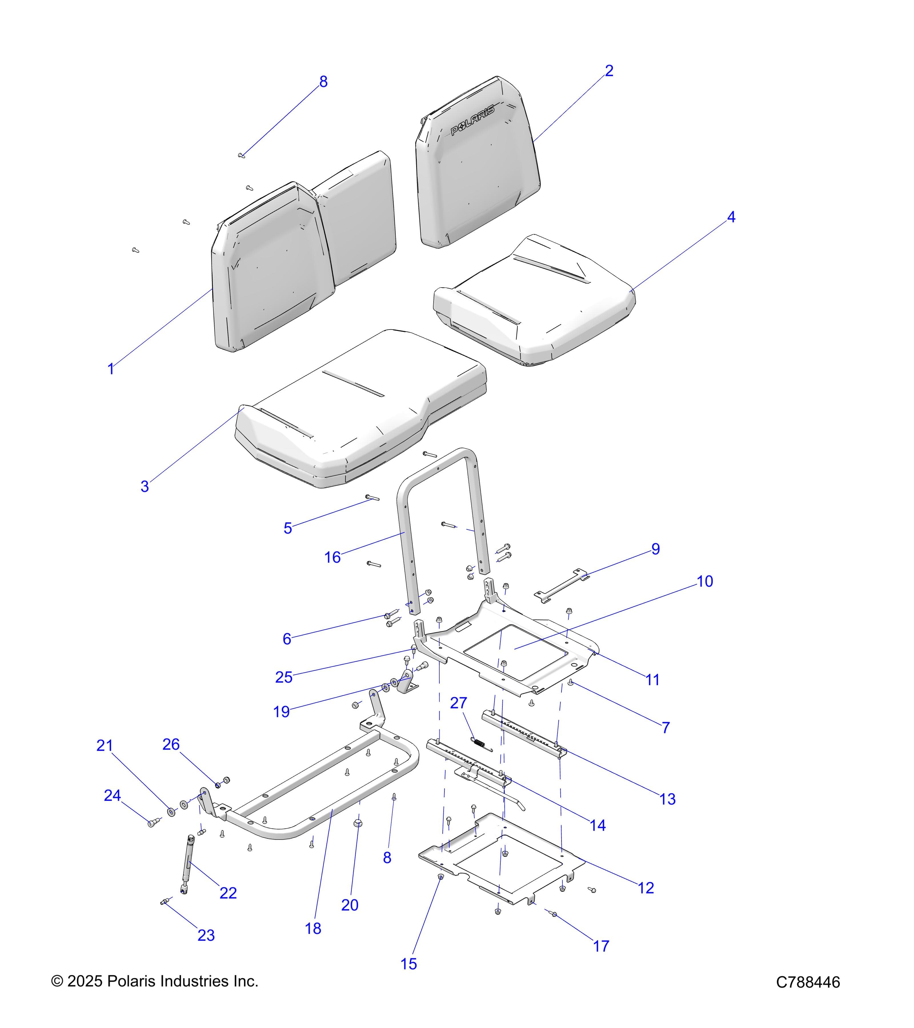 2026 RANGER 1000 XP PREMIUM β BODY, SEAT ASSEMBLY & SLIDER - R26RRE99A9/AF/AH/AB/AS/B9/BF/BH/BB/BS (C788446) diagram