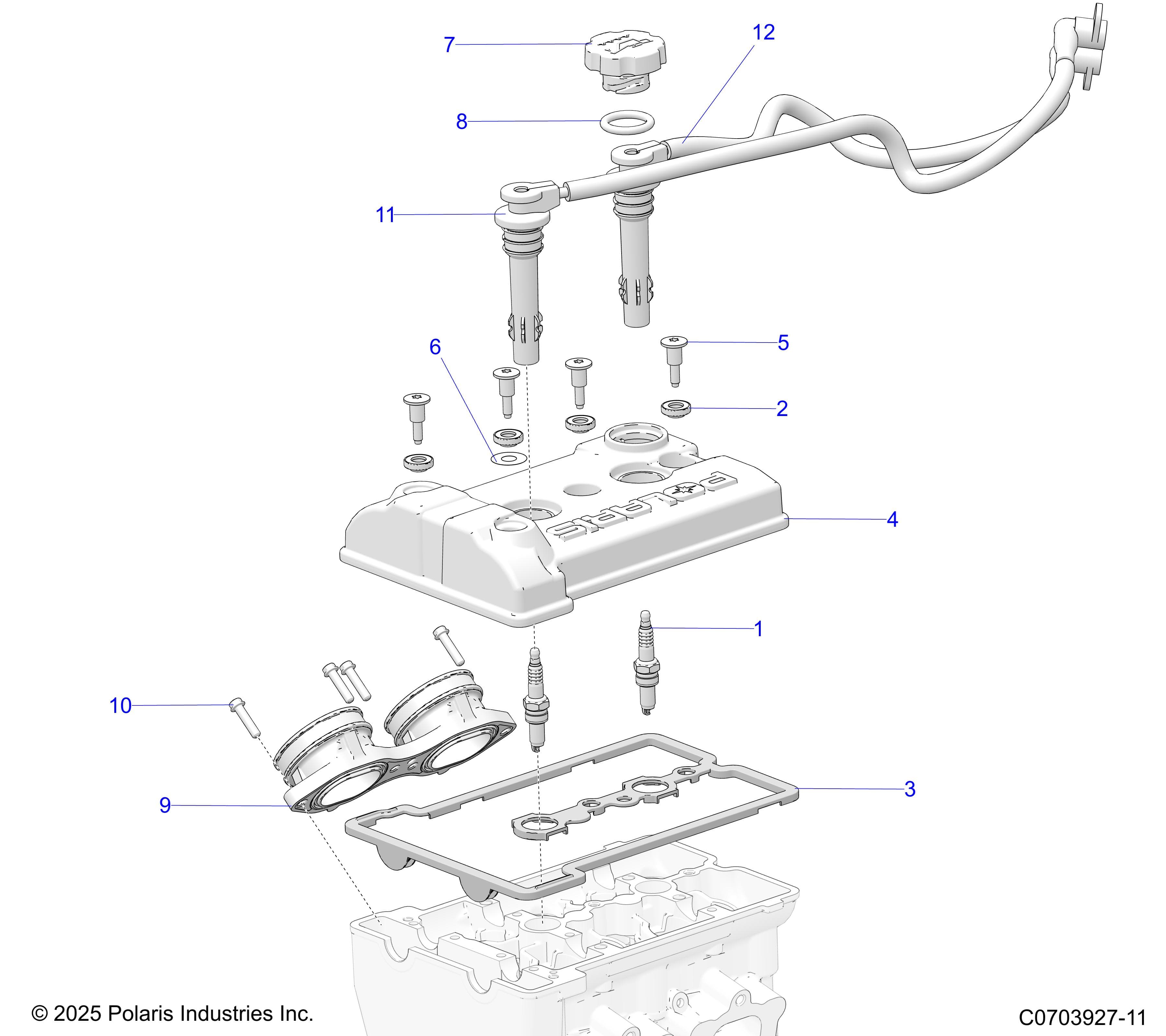 2026 GENERAL 1000 PREMIUM β ENGINE, VALVE COVER, THROTTLE BODY ADAPTOR & SPARK PLUGS diagram