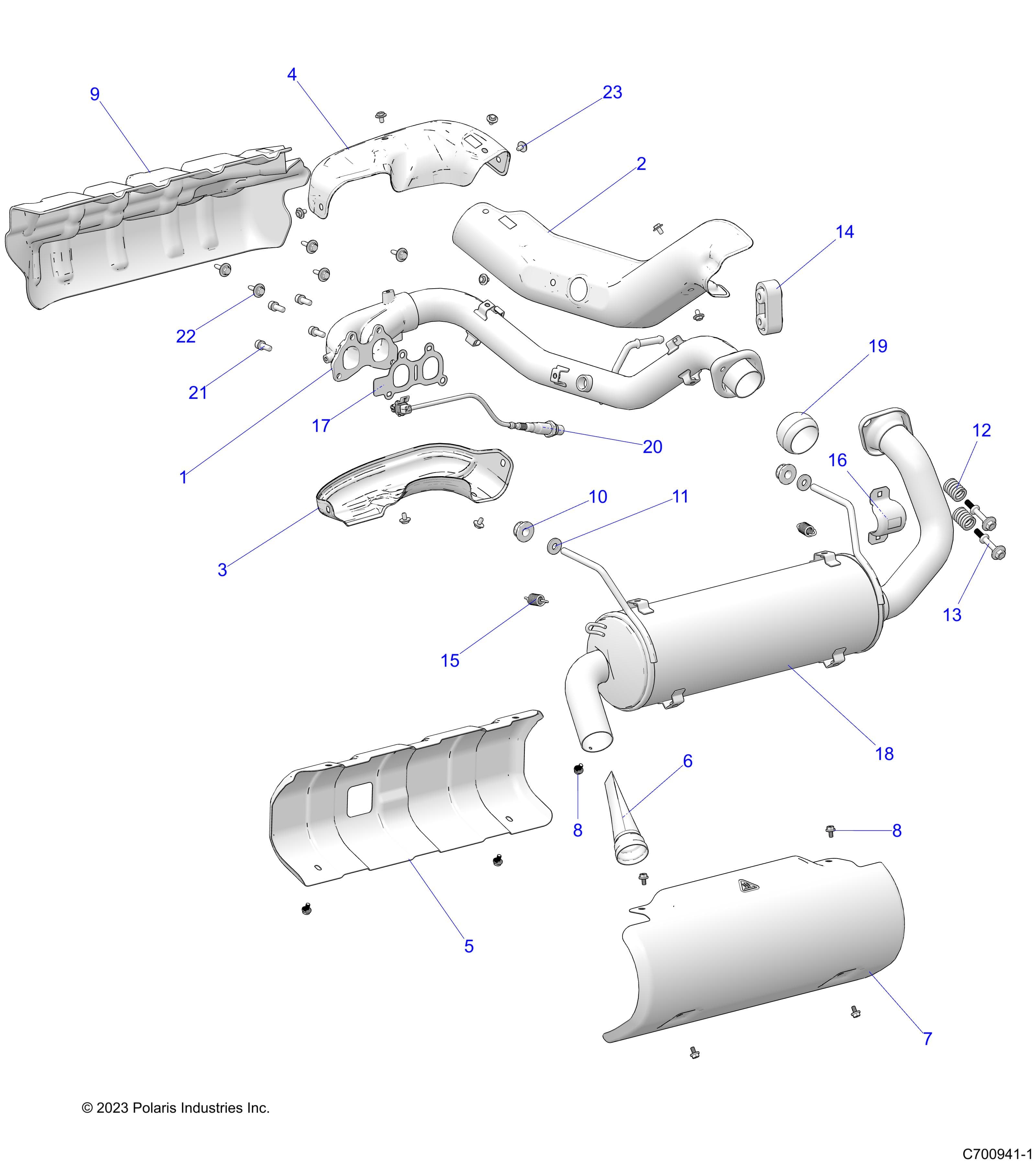 2026 RANGER 1000 CREW NON EPS β ENGINE, EXHAUST SYSTEM - R26T6A99A1/B1 (C700941-1) diagram