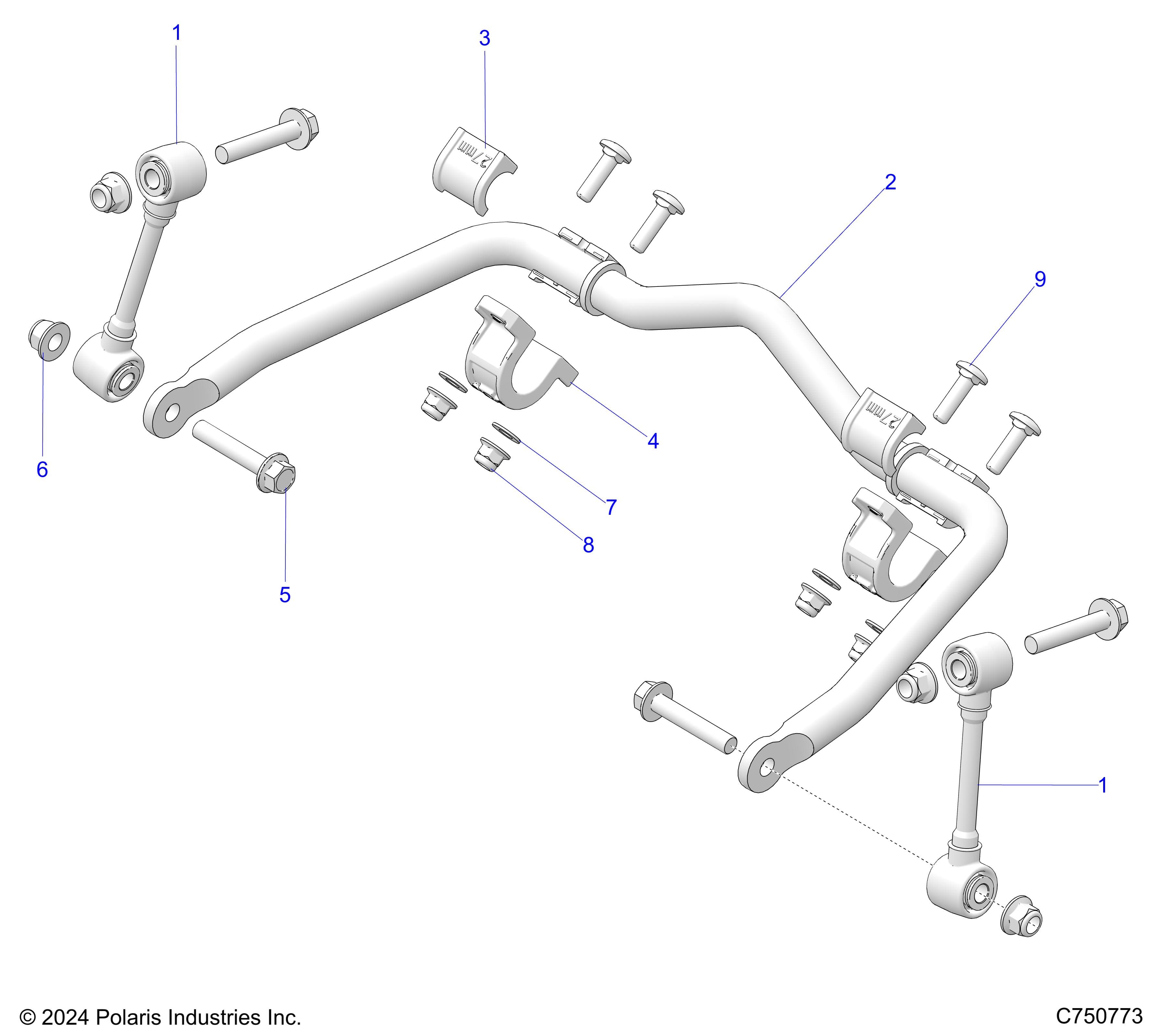 2026 RZR PRO XP 4 SPORT β SUSPENSION, FRONT STABILIZER BAR - Z26X4E92A4/B4/A6/B6 (C750773) diagram