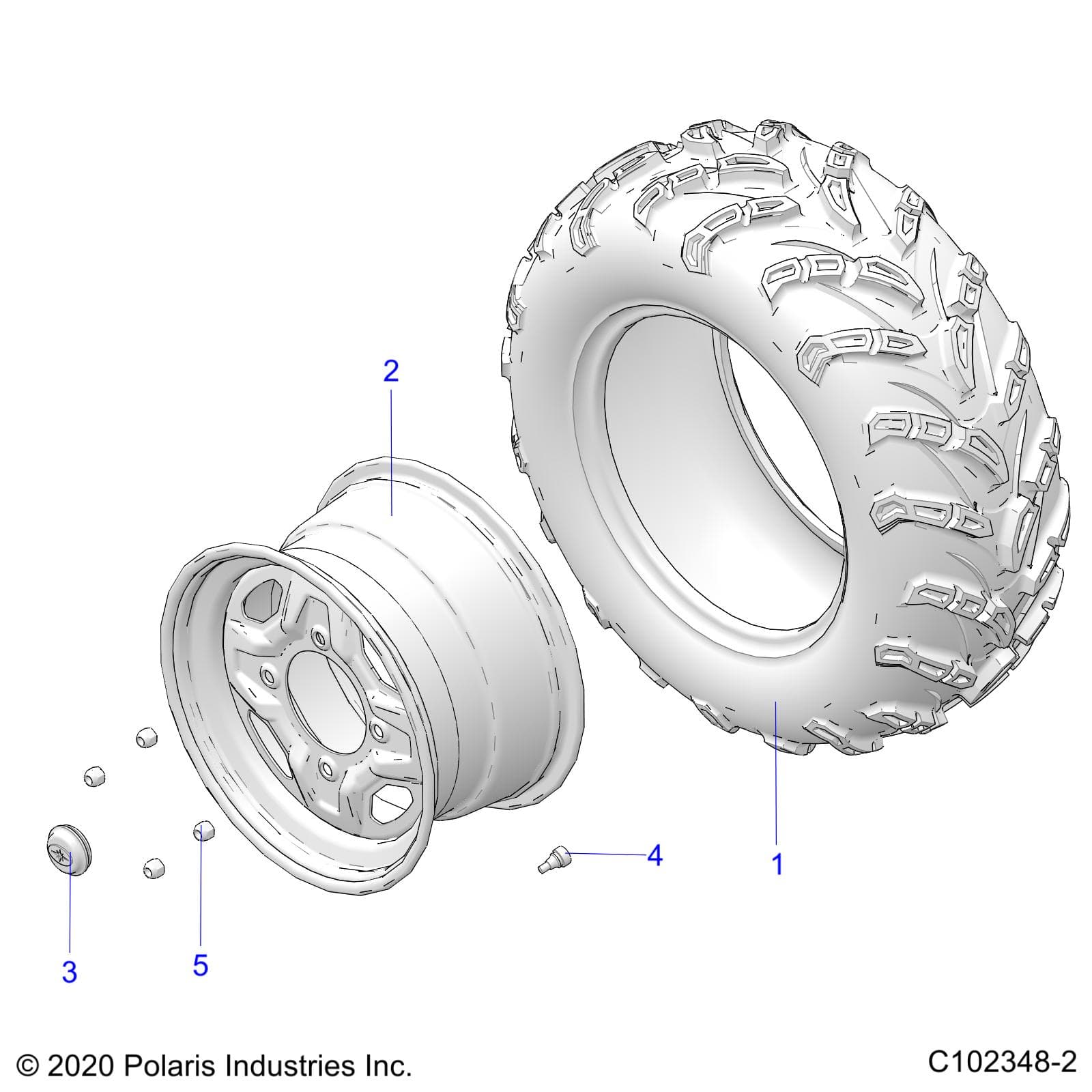 2026 SCRAMBLER 850 48" R02 - A26SVA85A4 β WHEELS, REAR - A26SVA85A4 (C102348-2) diagram