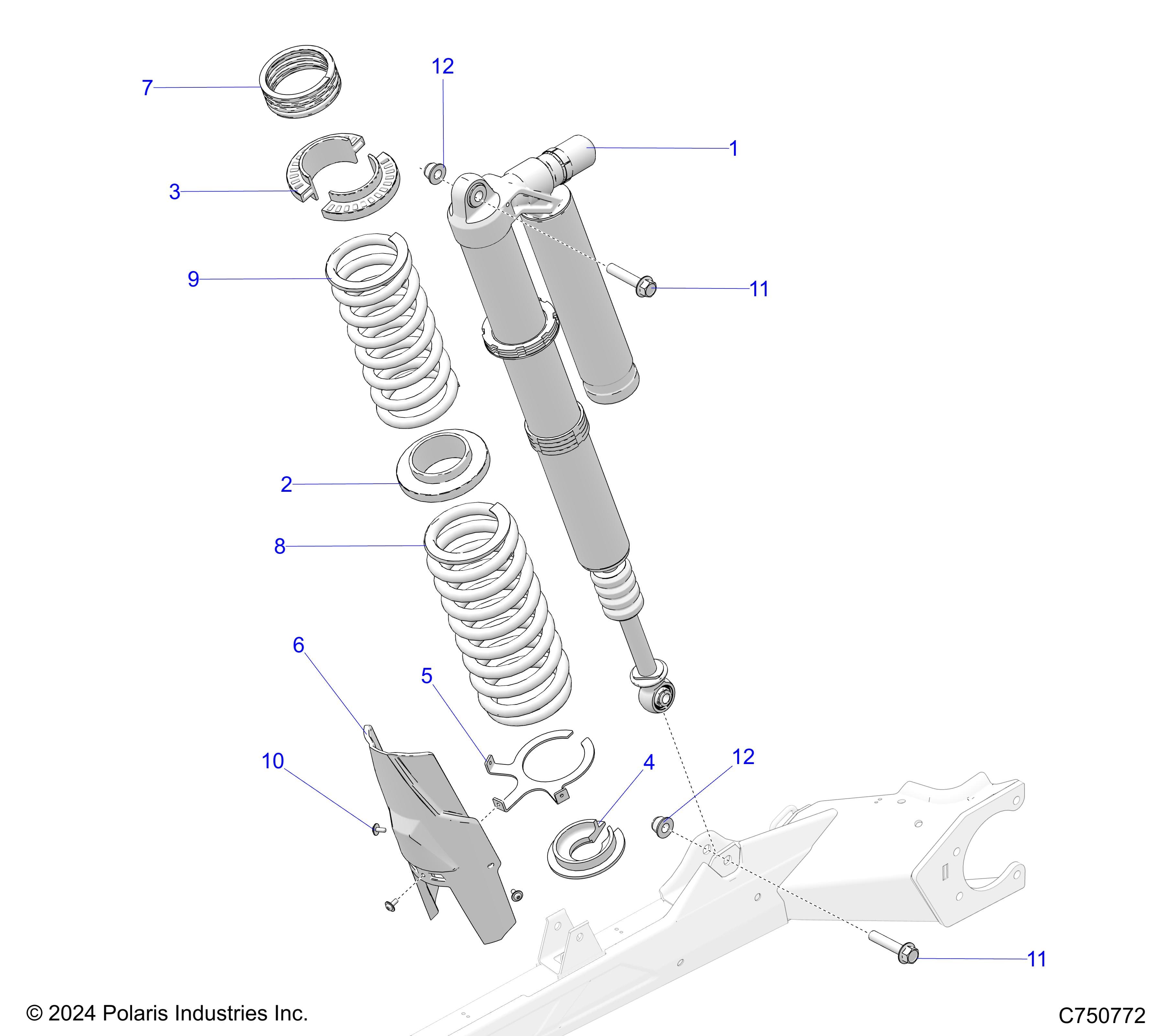 2026 RZR PRO XP ULTIMATE β SUSPENSION, REAR SHOCK AND MOUNTING - Z26XPD92AN/BN/AH/BH (C750771) diagram