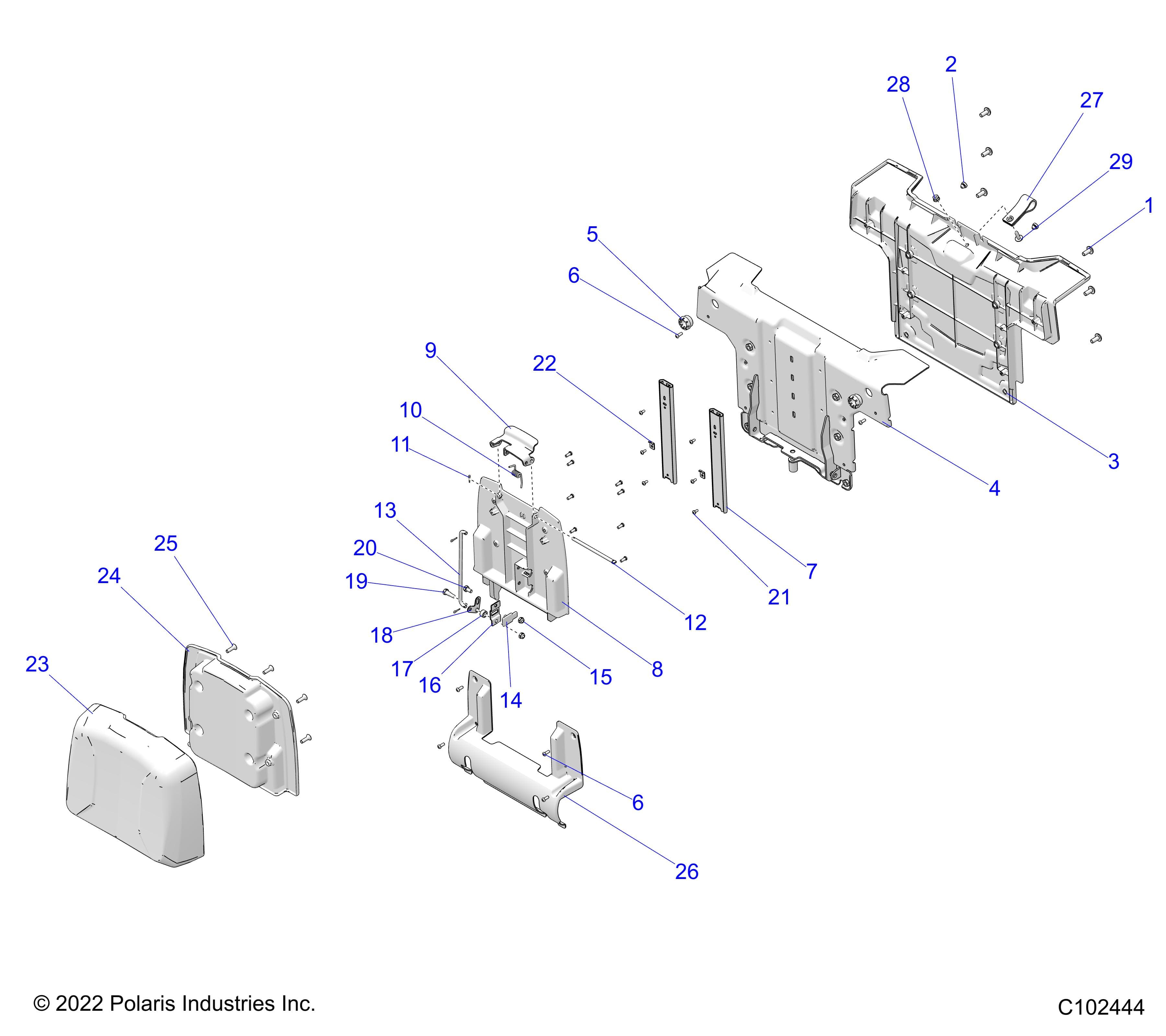 2026 SPORTSMAN 570 X2 EPS β BODY, SEAT, PASSENGER, BACK - A26SWE57AL (C102444) diagram
