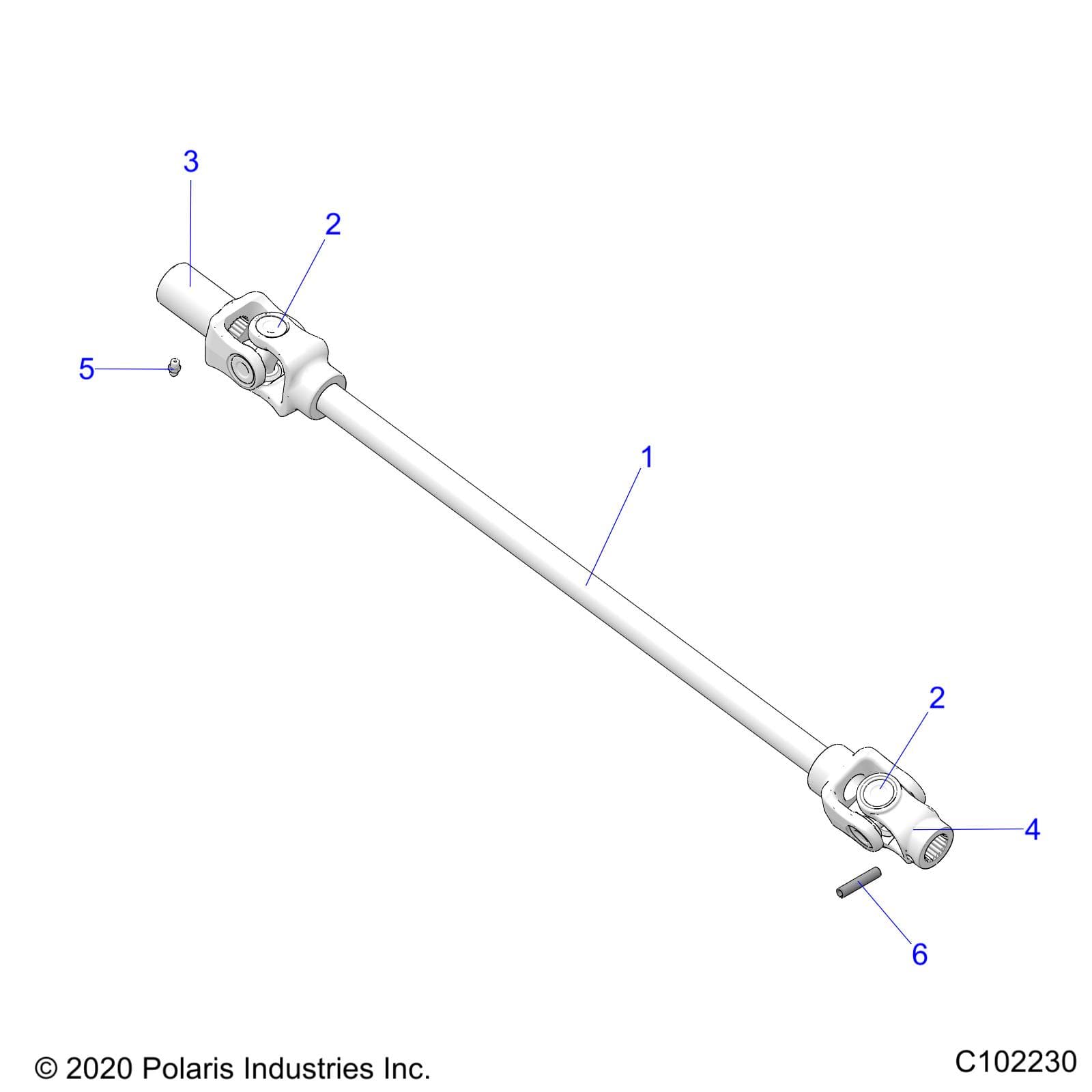 2026 SPORTSMAN TOURING 570 PREM β DRIVE TRAIN, FRONT PROP SHAFT - A26SDZ57AB (C102230) diagram