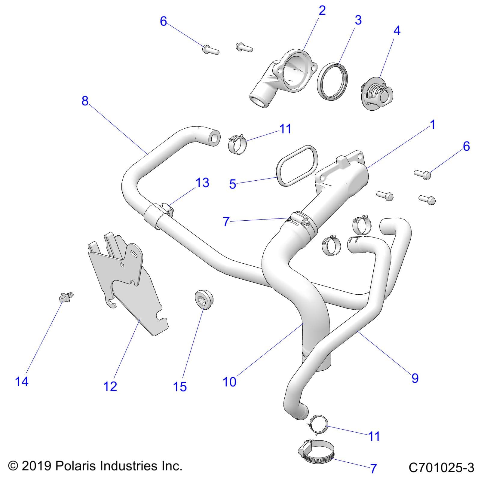 2026 RZR 900 TRAIL S SPORT β ENGINE, COOLING, THERMOSTAT AND BYPASS - Z26ASE87A5 (C701025-3) diagram