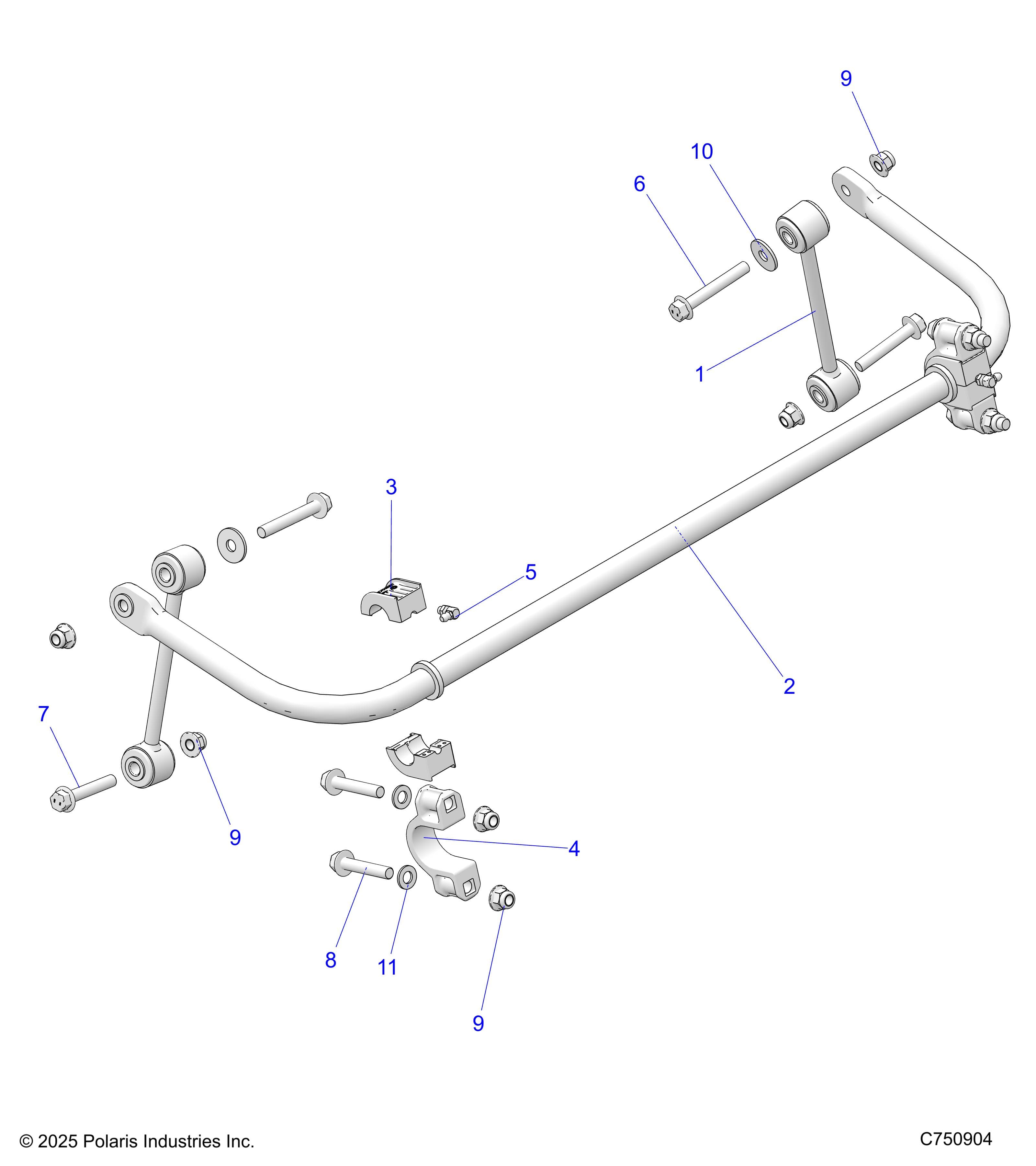 2026 RZR XP 4 1000 SPORT β SUSPENSION, STABILIZER BAR, REAR - Z26NMS99A4/B4/A6/B6 (C750904) diagram