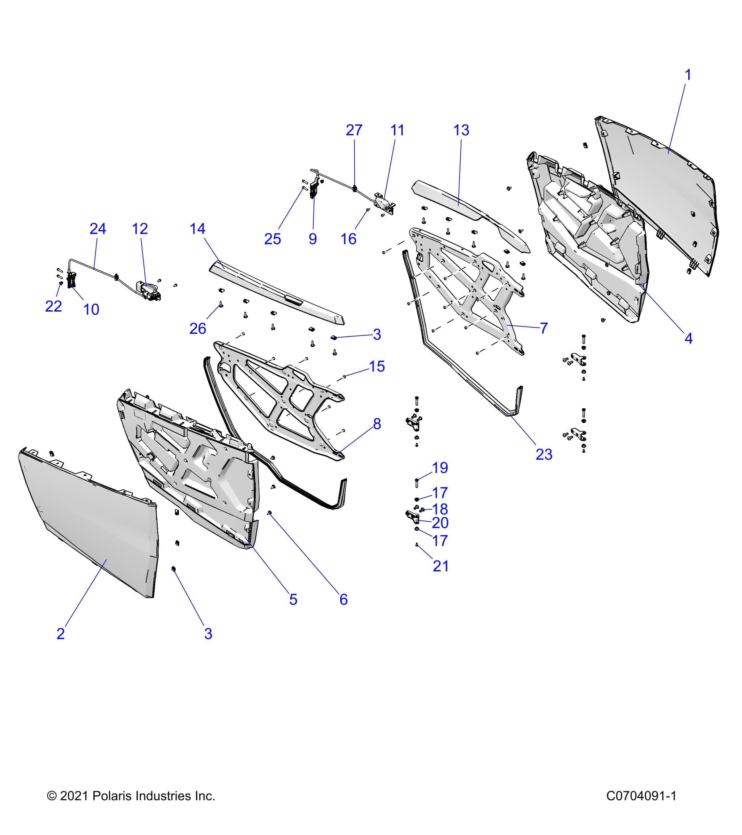 2026 RZR XP 1000 SPORT β BODY, DOORS - Z26NES99A4/B4/A6/B6 (C0703975) diagram