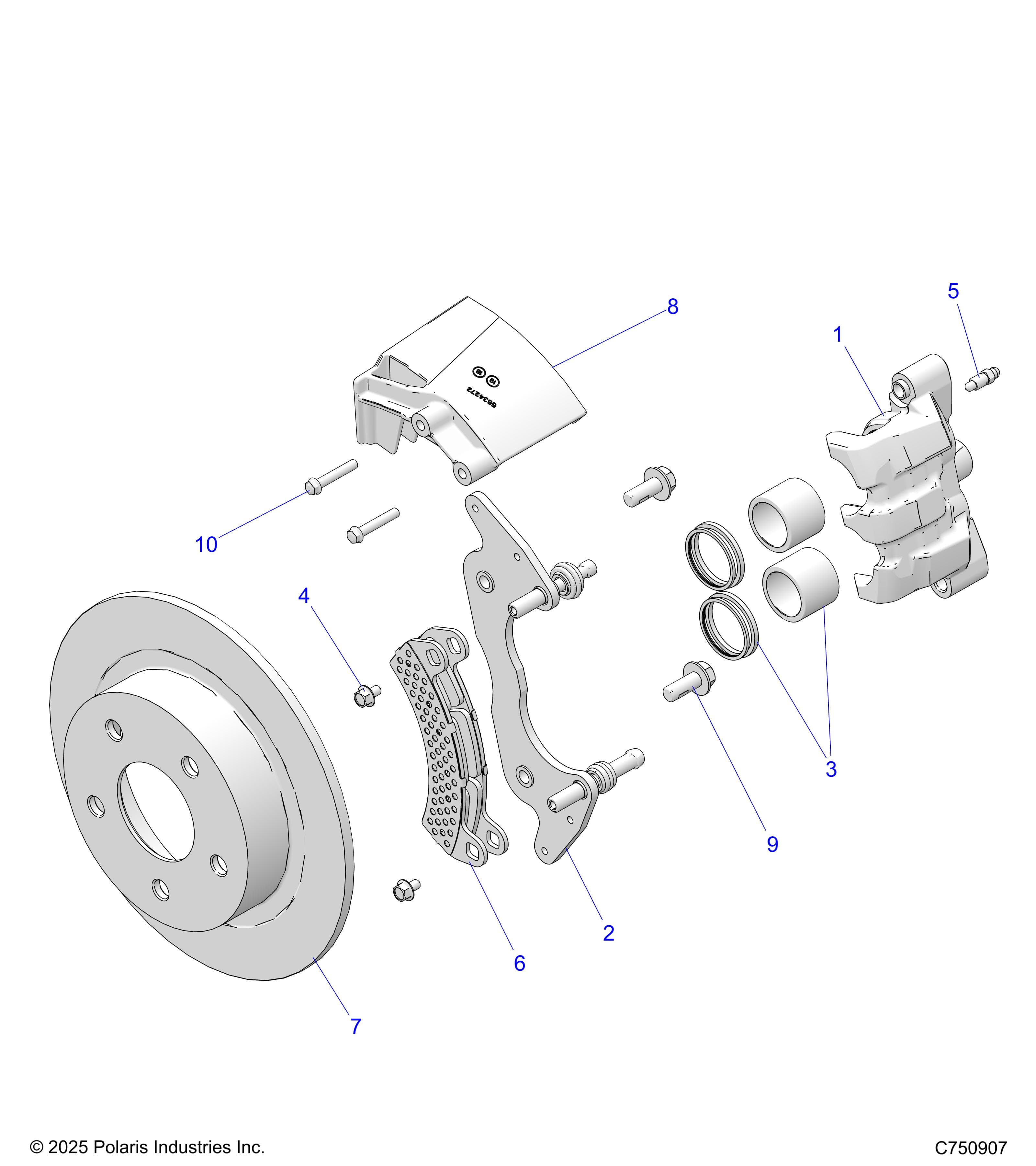 2026 RZR XP S 1000 ULTIMATE β BRAKES, FRONT CALIPER - Z26NEY99A4/B4/A6/B6 (C750907) diagram