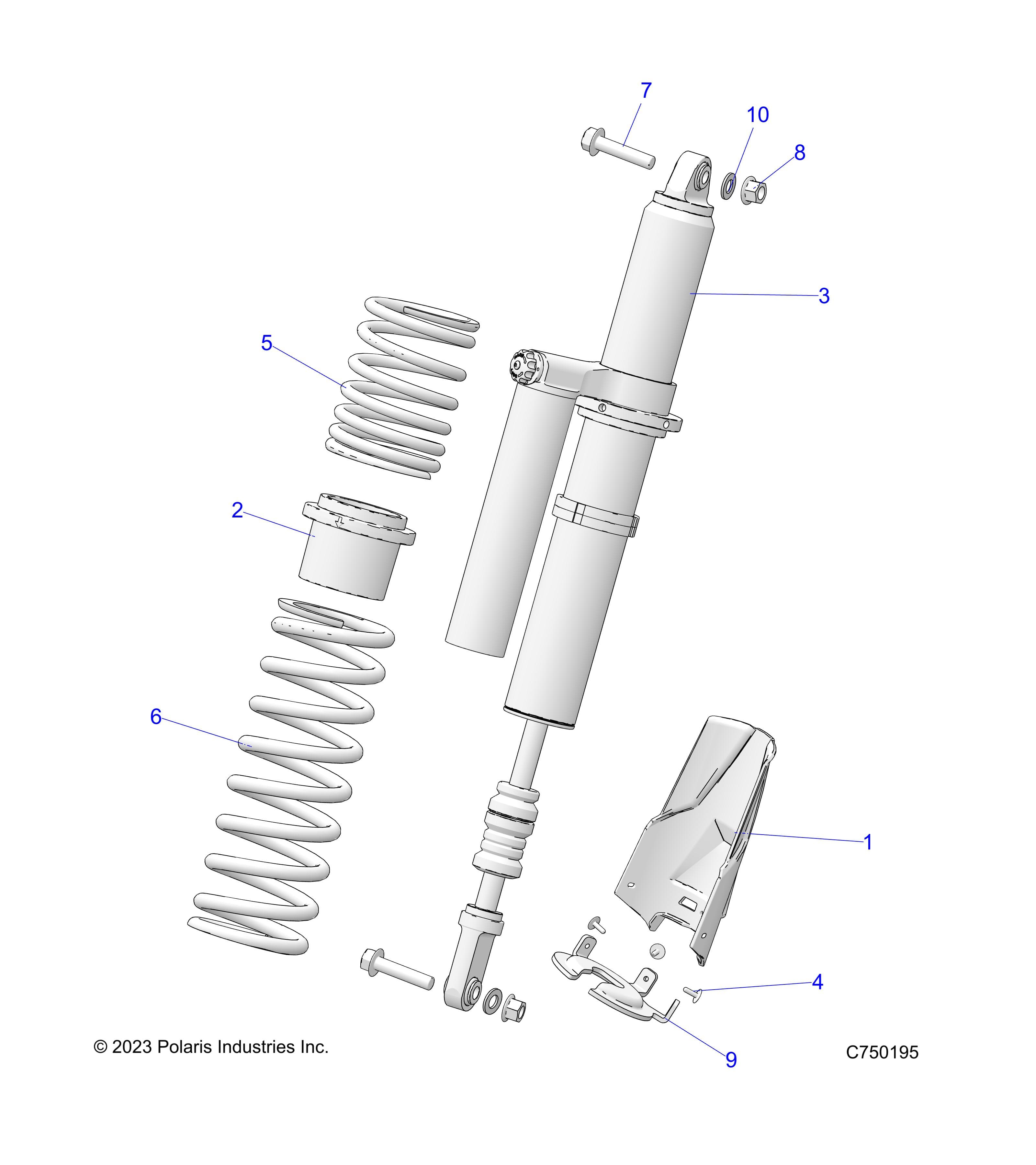 2026 RZR PRO S4 SPORT β SUSPENSION, REAR SHOCK & MOUNTING - Z26S4E92A4/B4/A6/B6 (C750195) diagram
