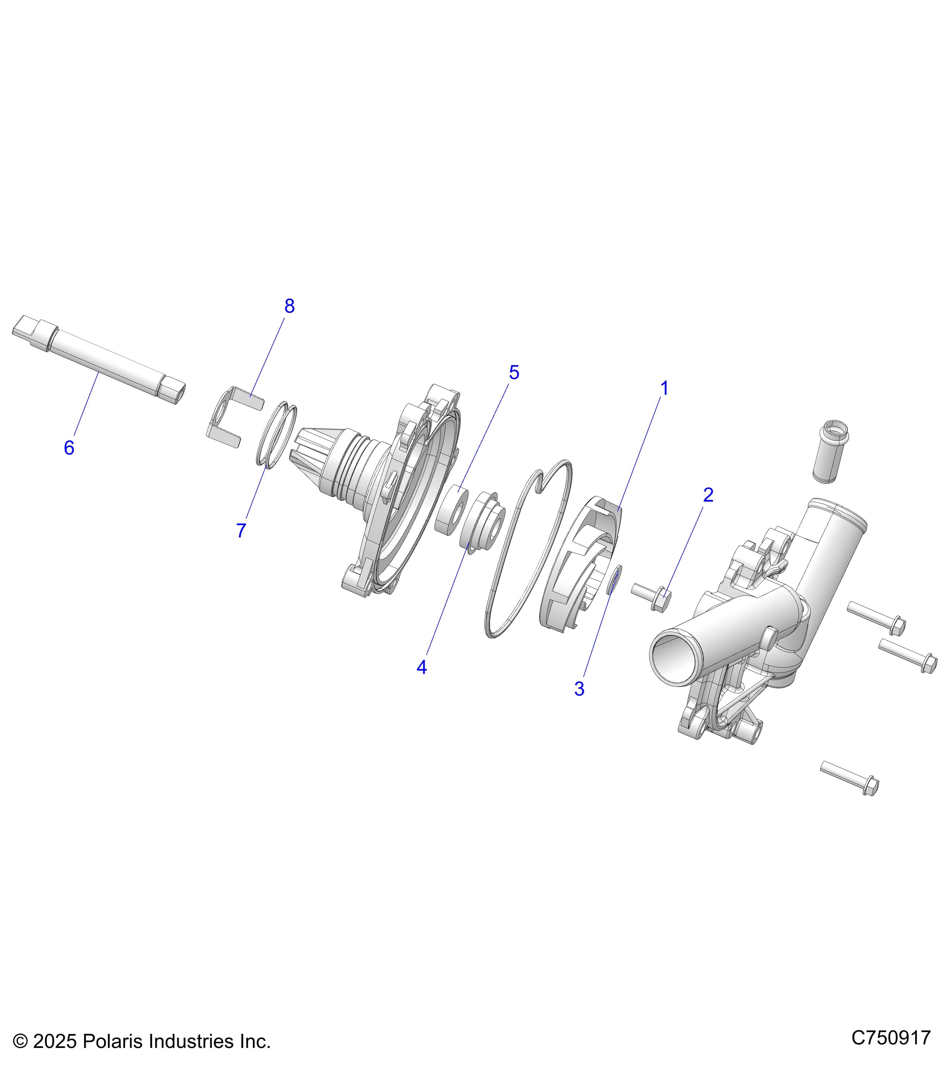 2026 RZR XP S 1000 SPORT β ENGINE, WATERPUMP ASSEMBLY - Z26NEX99A4/B4/A6/B6 (C750917) diagram