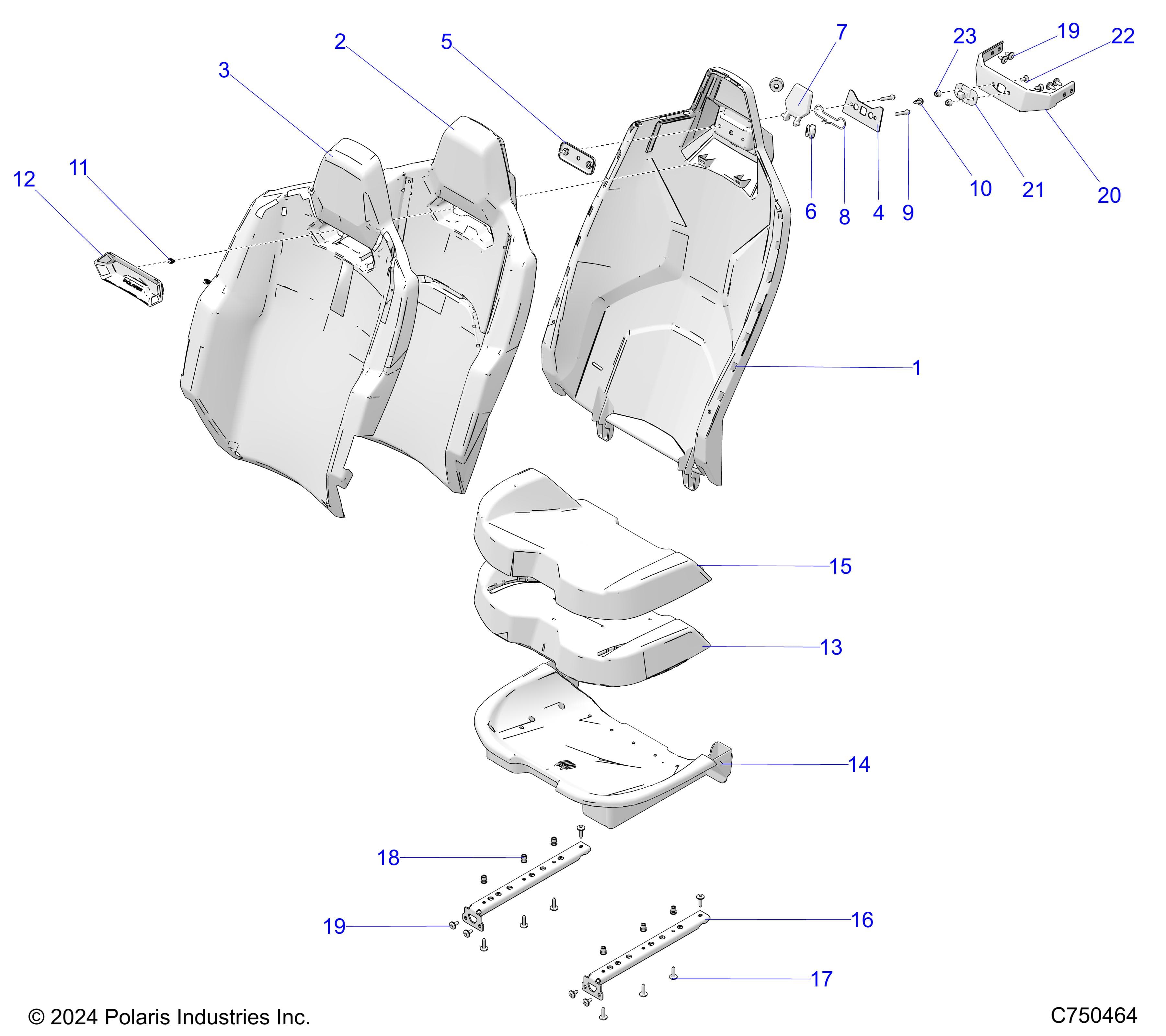 2026 RZR PRO S4 SPORT β BODY, SEAT ASM. & MOUNTING, REAR - Z26S4E92A4/B4/A6/B6 (C750464) diagram
